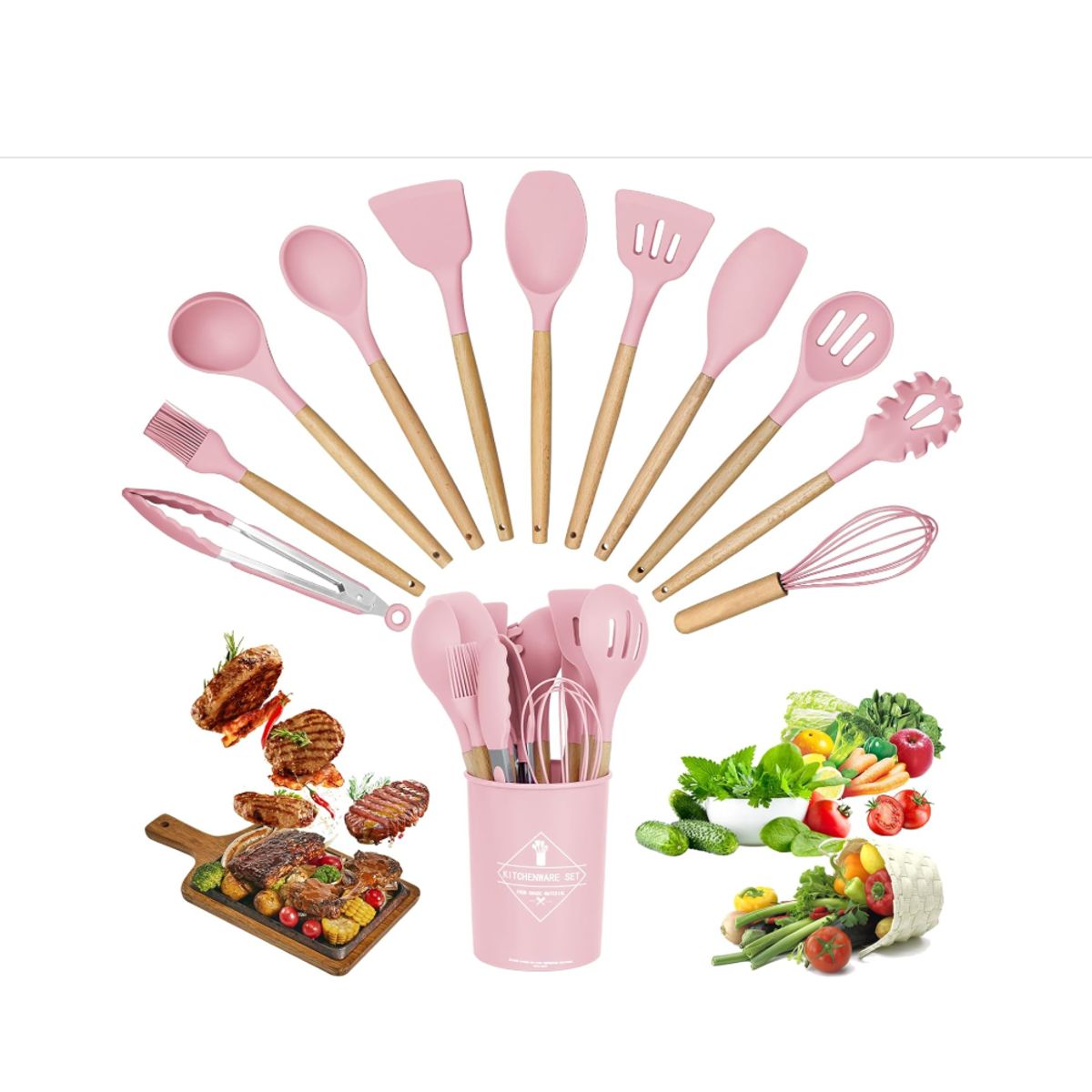 GENERICO - Set De Utensilios De Cocina 12 Piezas En Silicona Elegantes