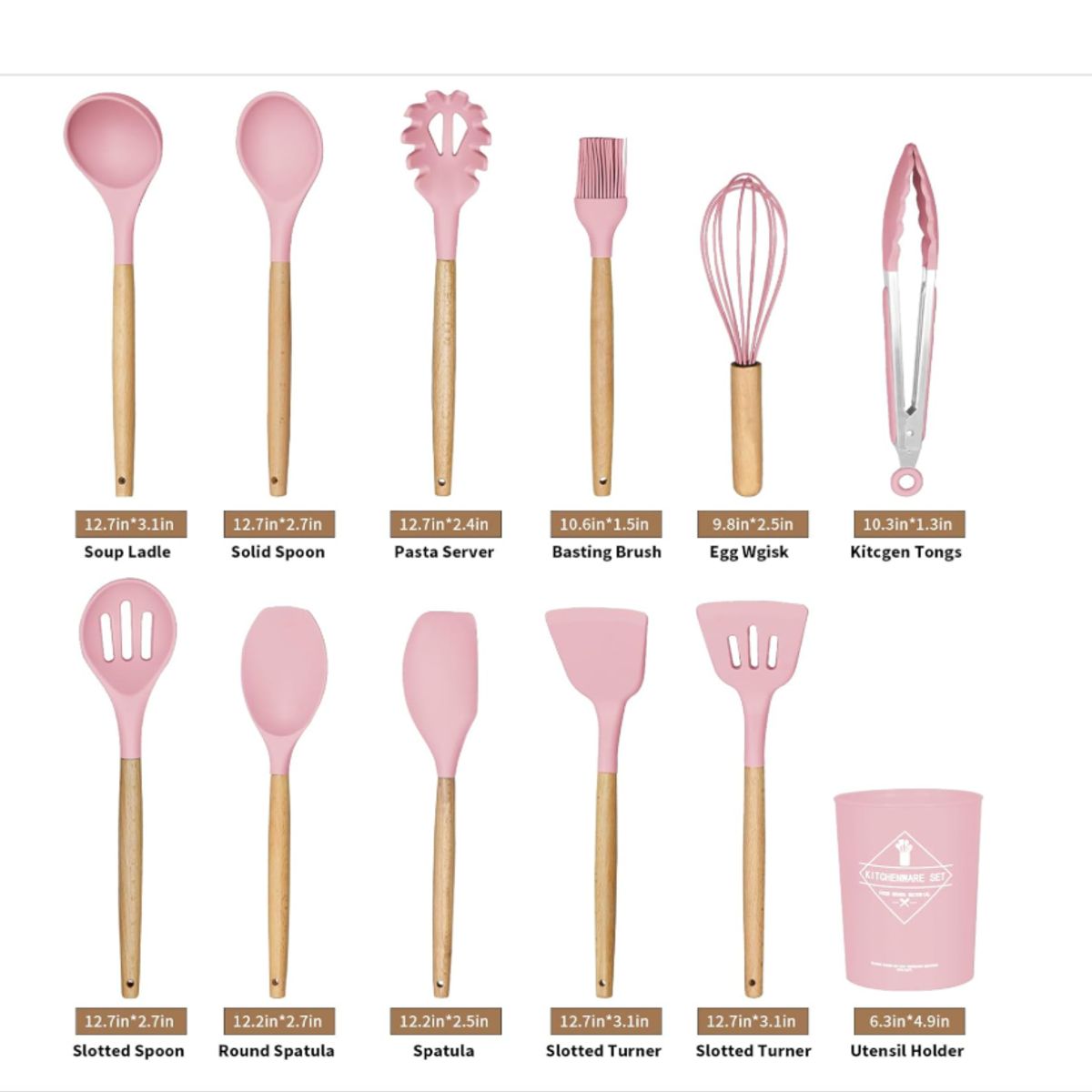 GENERICO - Set De Utensilios De Cocina 12 Piezas En Silicona Elegantes