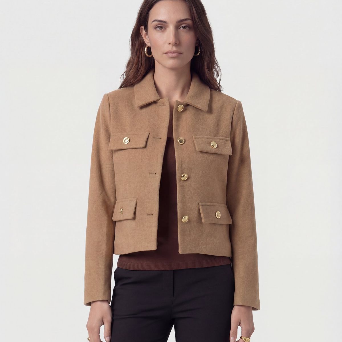 PATPRIMO - Chaqueta  Para Mujer Trucker Color Café Marca Patprimo #30080614