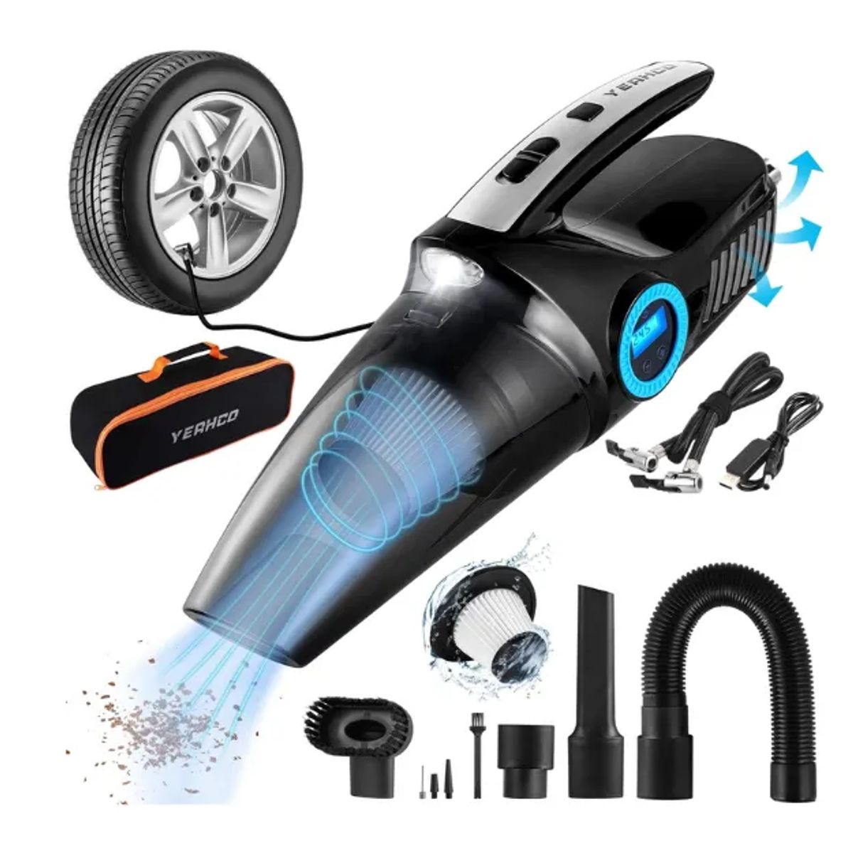 SHUNGA - Aspiradora Portátil Para Coche Inflador De Neumáticos