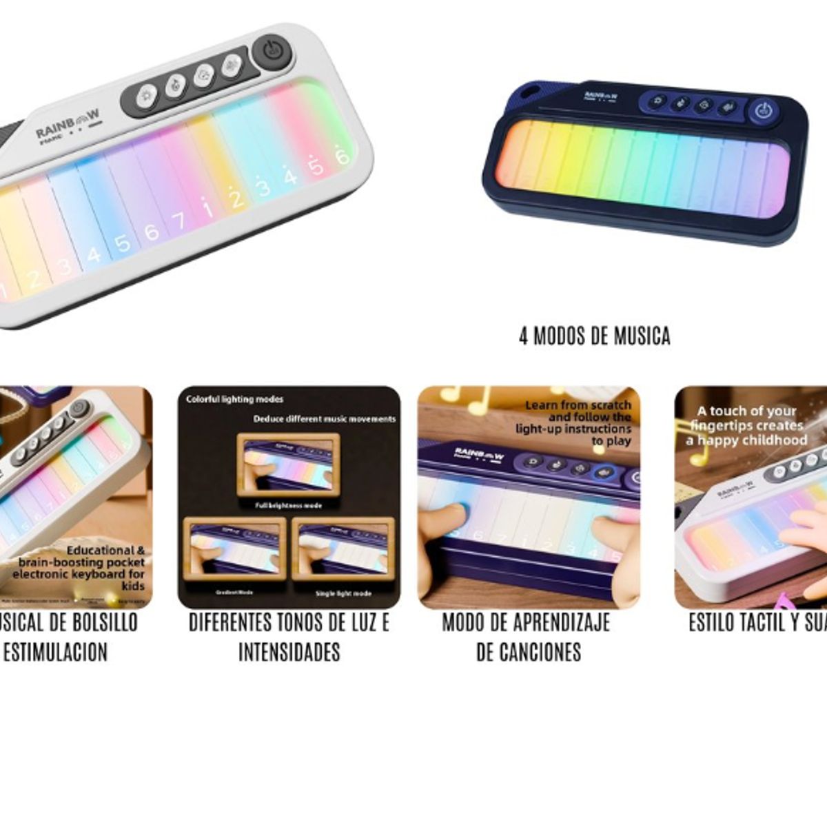 GENERICO - PIANO INFANTIL. TECLADO DIDACTICO ARCOIRIS.