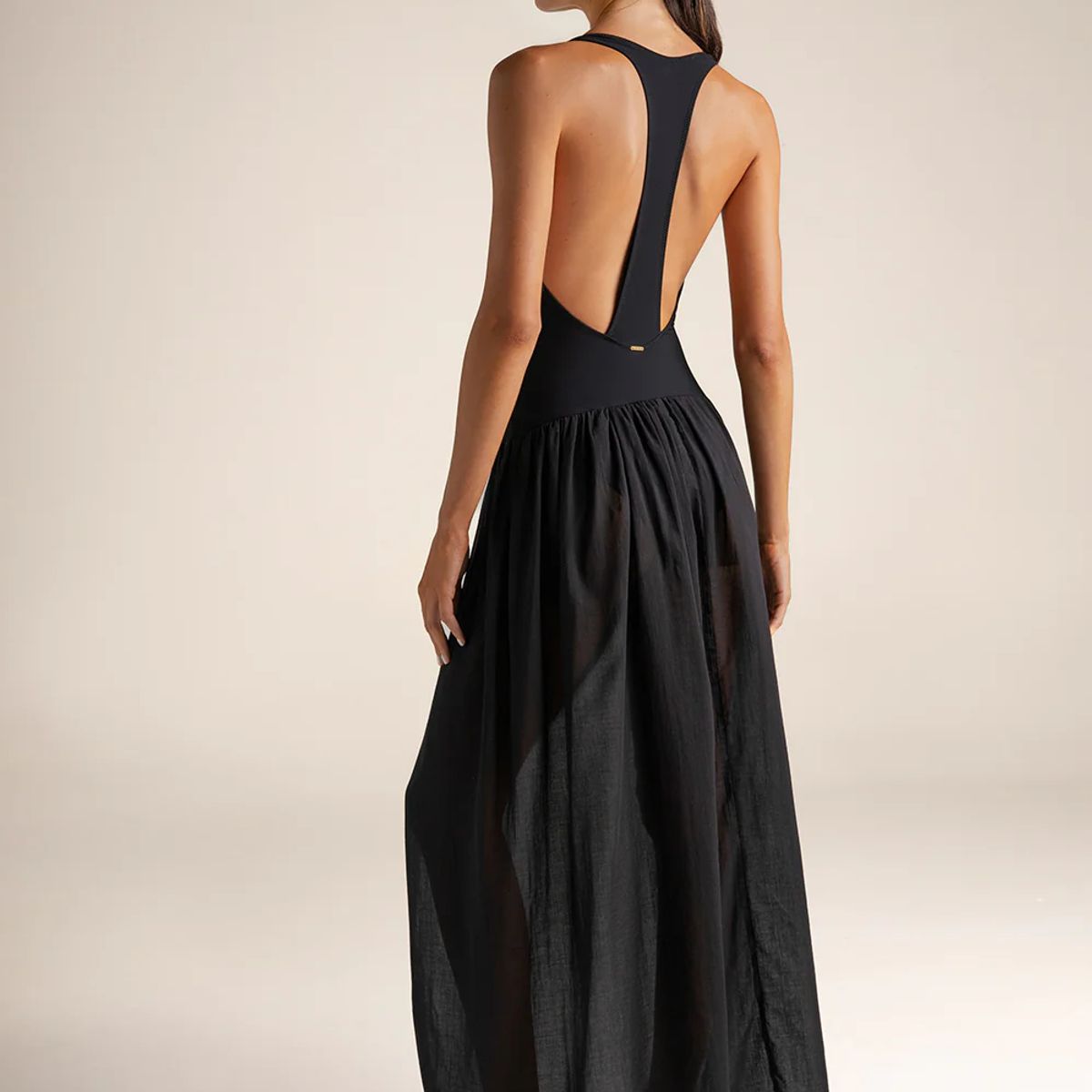 TOUCHE BALNEAIRE - Vestido largo con body en lycra y Falda con acabado semitransparente Ref. 0F63N62