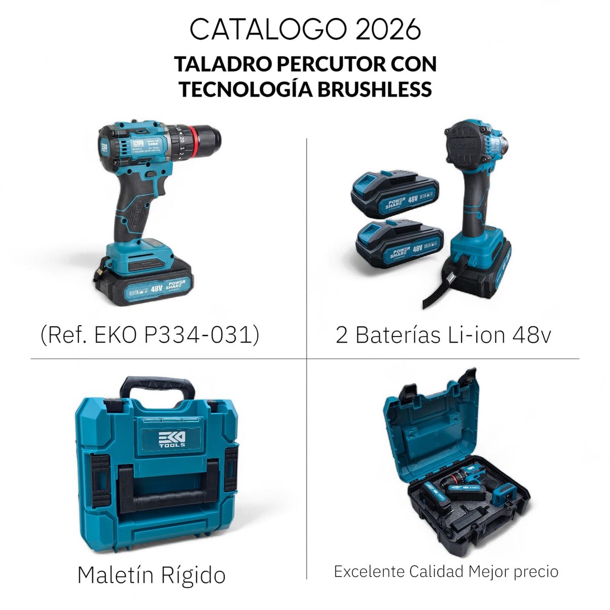 PROTOOL - Taladro Percutor Inalámbrico Brushless Ekotool 48v 13mm