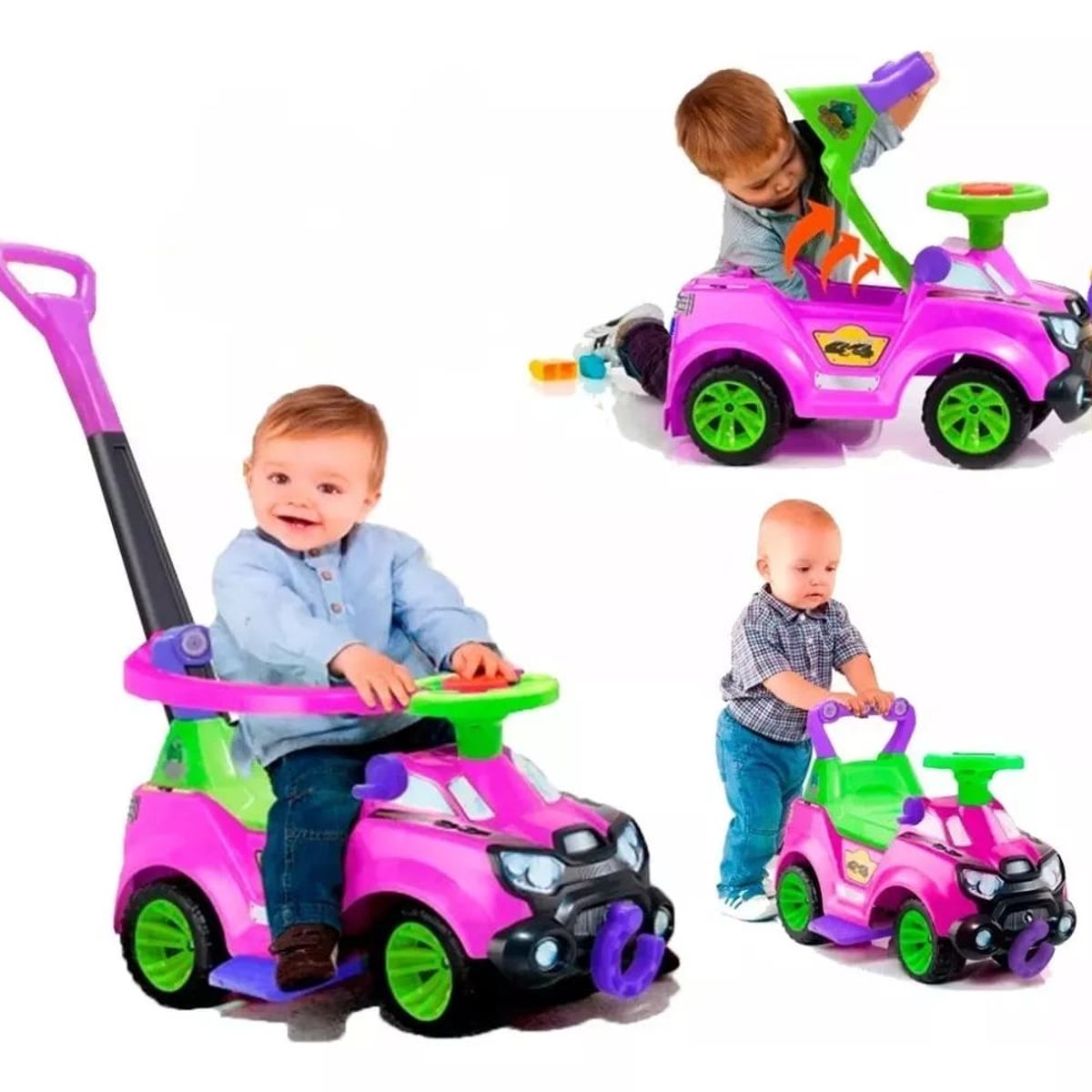 BOY TOYS - Carro Montable Paseador Adaptable 3 En 1 Guía Brazo Y Posa Pies