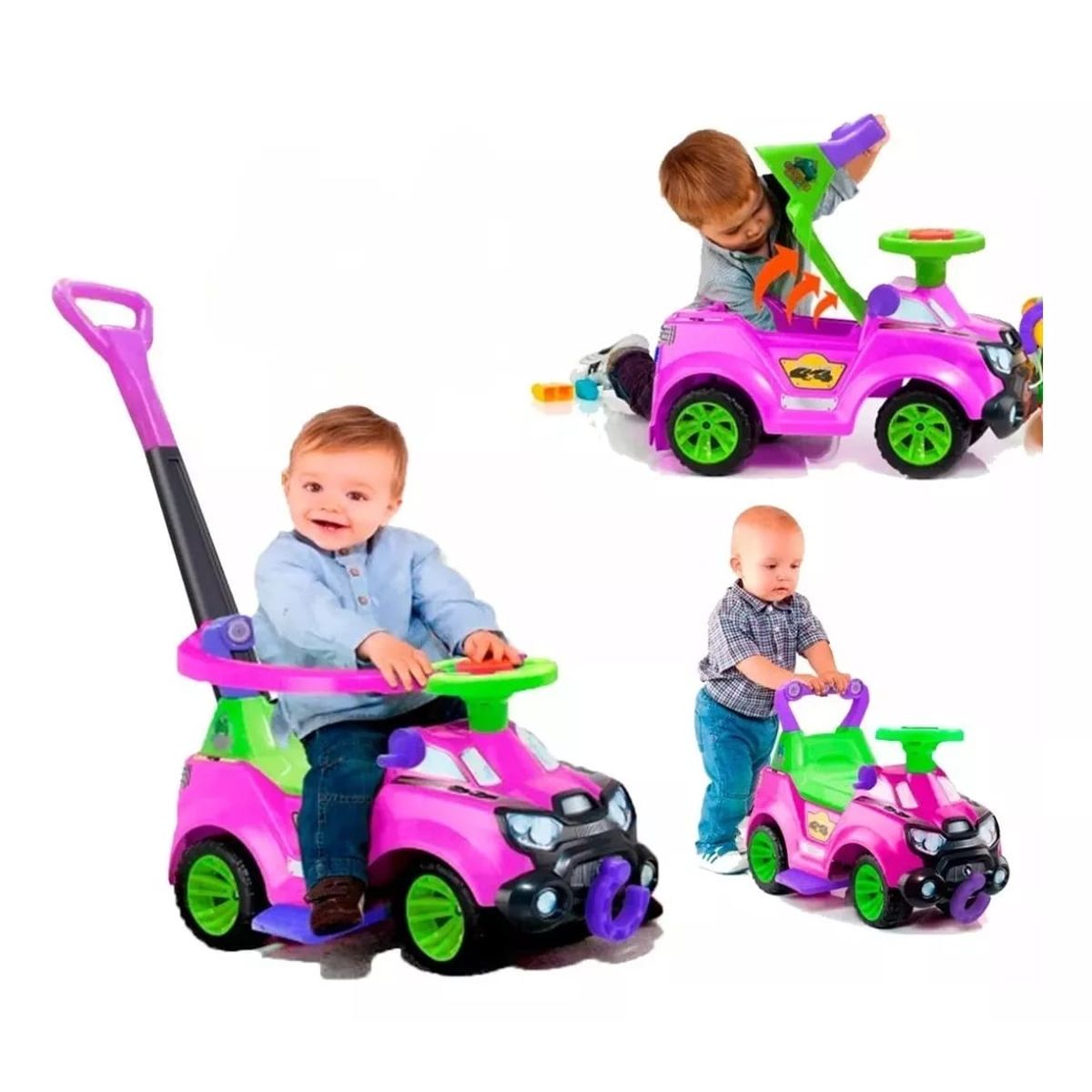 BOY TOYS - Carro Montable Paseador Adaptable 3 En 1 Guía Brazo Y Posa Pies