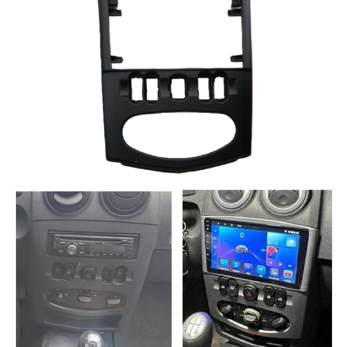 GENERICO - Consola Renault Logan, Sandero, Stepway 9 negro m