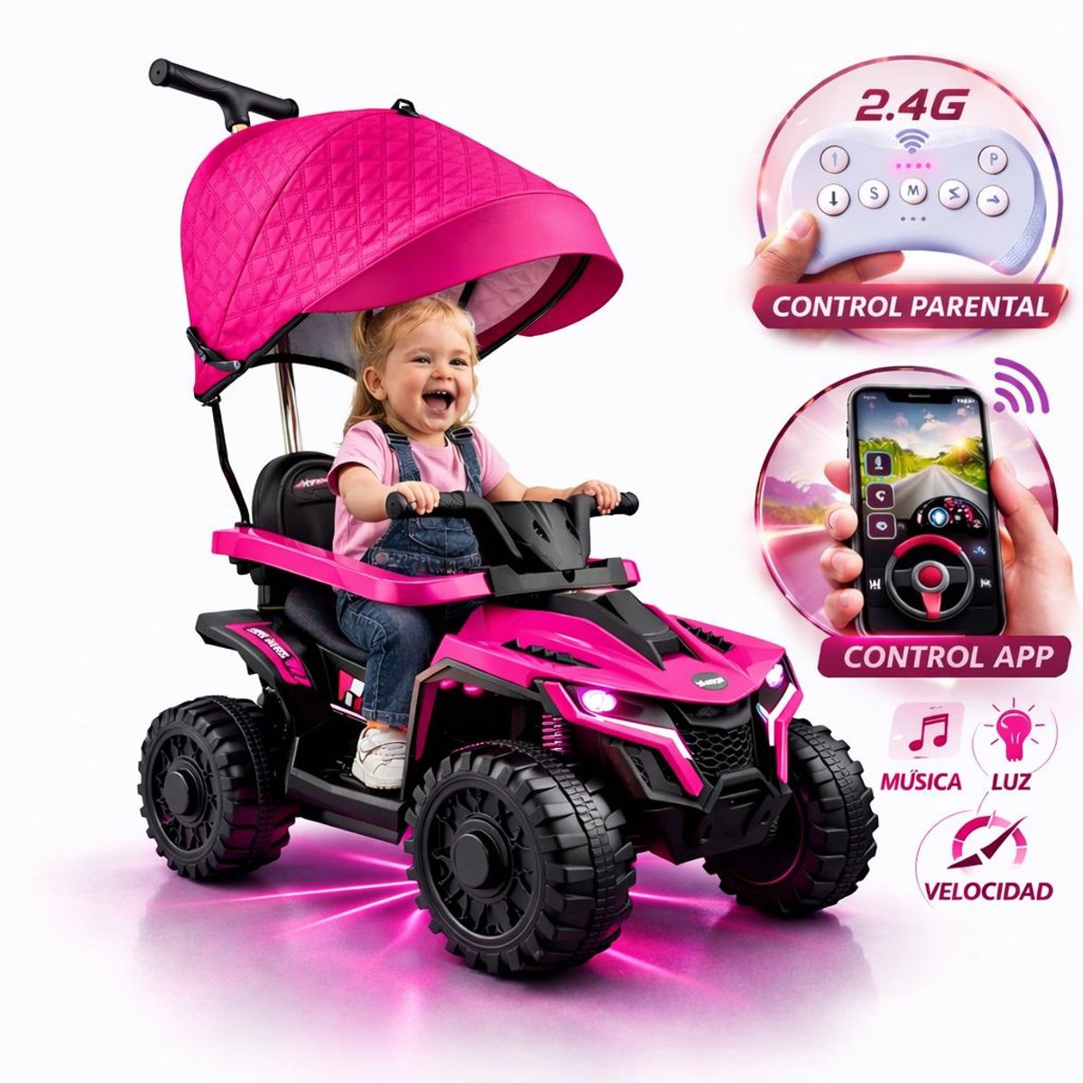 BRITOCHET - Carro Montable Eléctrico Niño 3 En 1 C/remoto Lila 1765