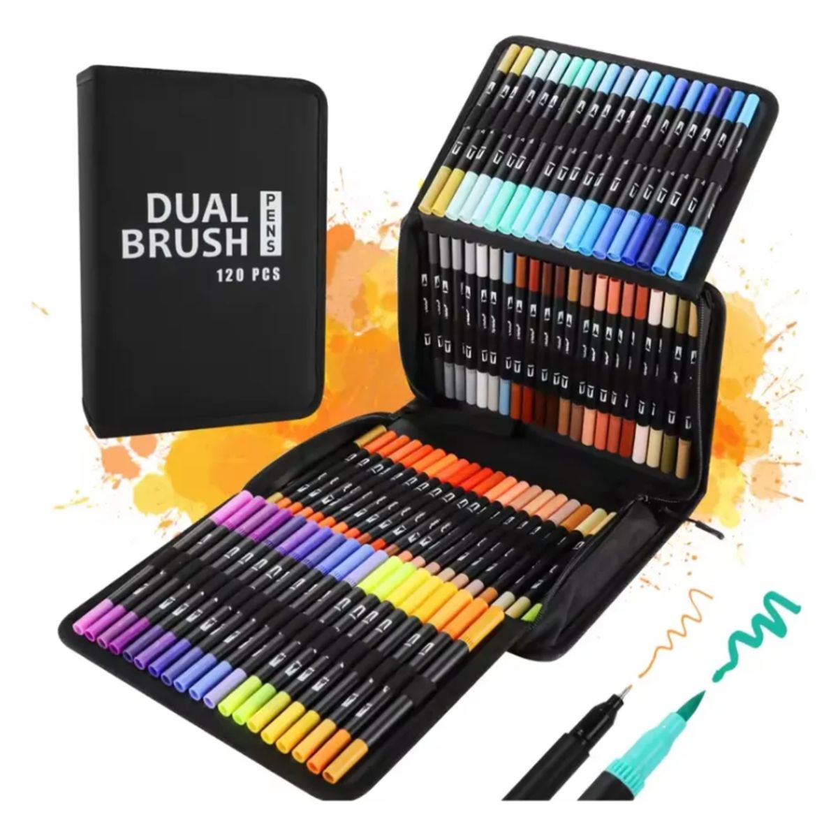 GENERICO - Marcadores Doble Punta Dual Brush Estuche 120 Colores