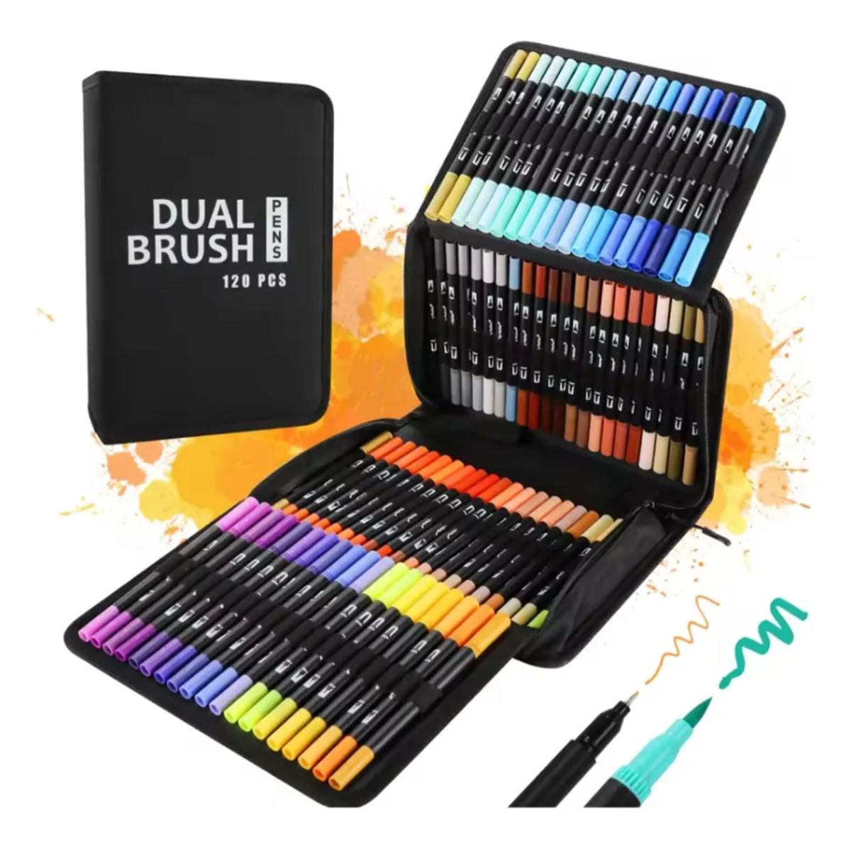 GENERICO - Marcadores Doble Punta Dual Brush Estuche 120 Colores