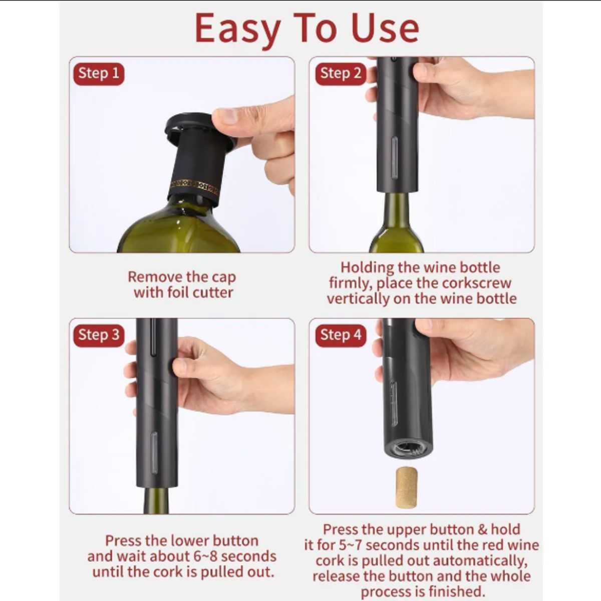 GENERICO - Sacacorcho Eléctrico Descorchador De Vinos Abridor