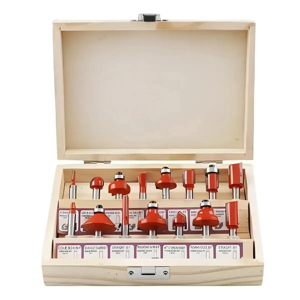 GENERICO - Juego De Fresas 1/4 Para Madera 15 Piezas Ruteadora Estuche