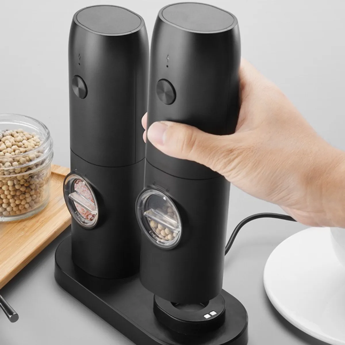 ROCKET COFFEE - Grinder Salero Y Pimentero Eléctrico Compacto Y Práctico