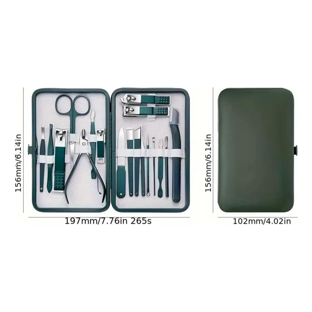 GENER - Kit Estuche Manicure Pedicure Cortauñas X18 Piezas Viaje