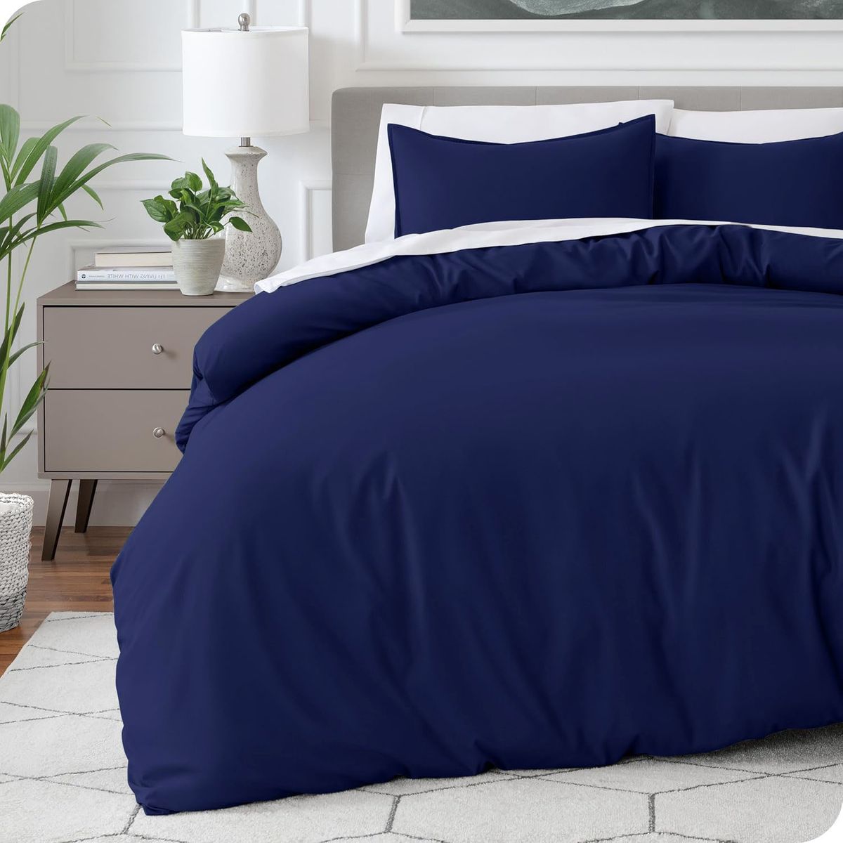GENERICO - Set Duvet mas Plumon cama Doble Gris oscuro Liso Unicolor