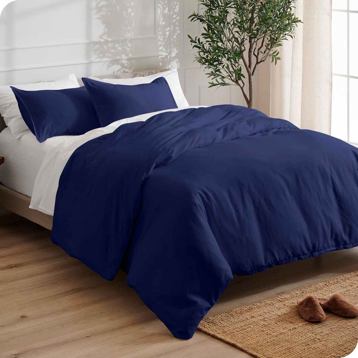 GENERICO - Set Duvet mas Plumon cama Doble Gris oscuro Liso Unicolor