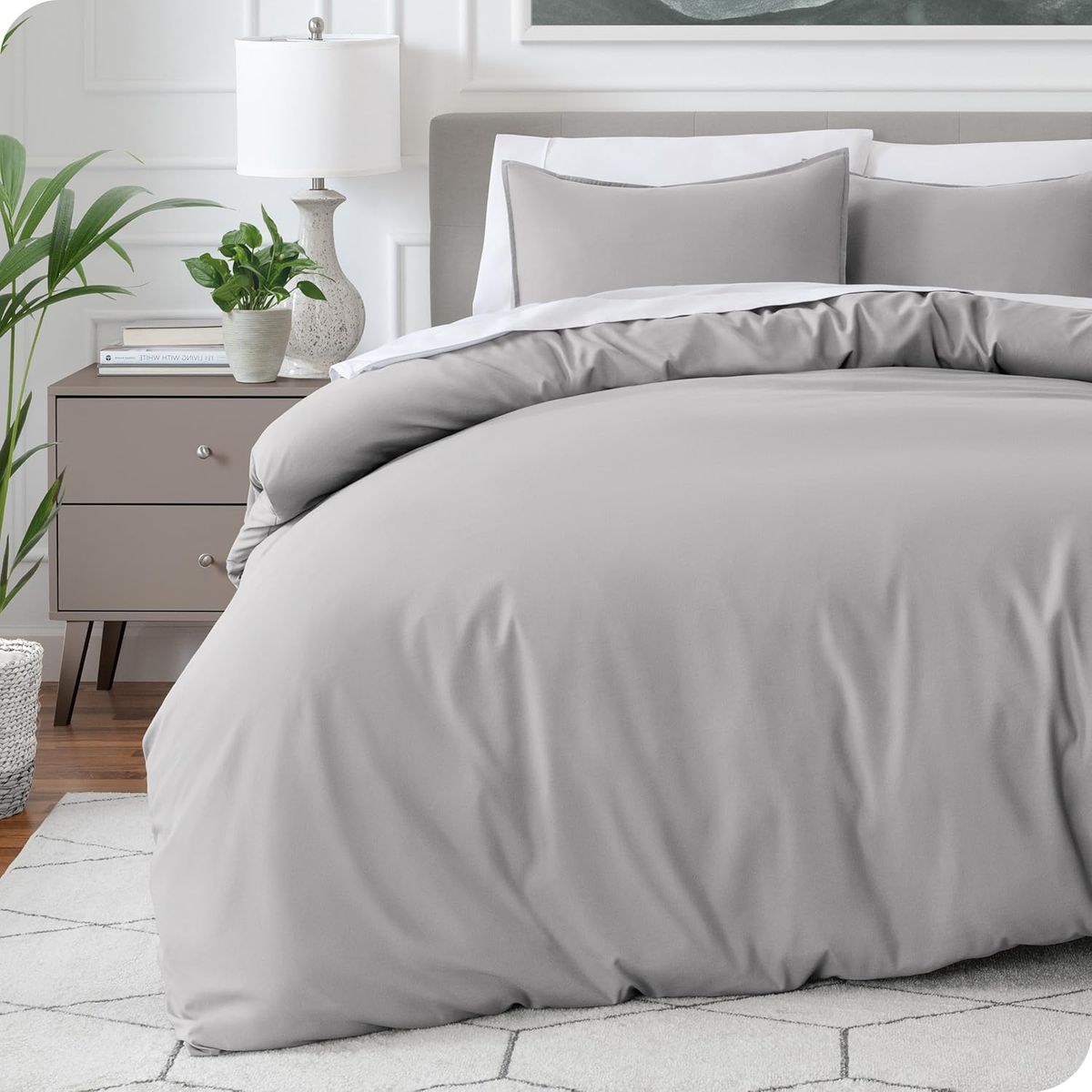 GENERICO - Set Duvet mas Plumon cama Doble Gris oscuro Liso Unicolor