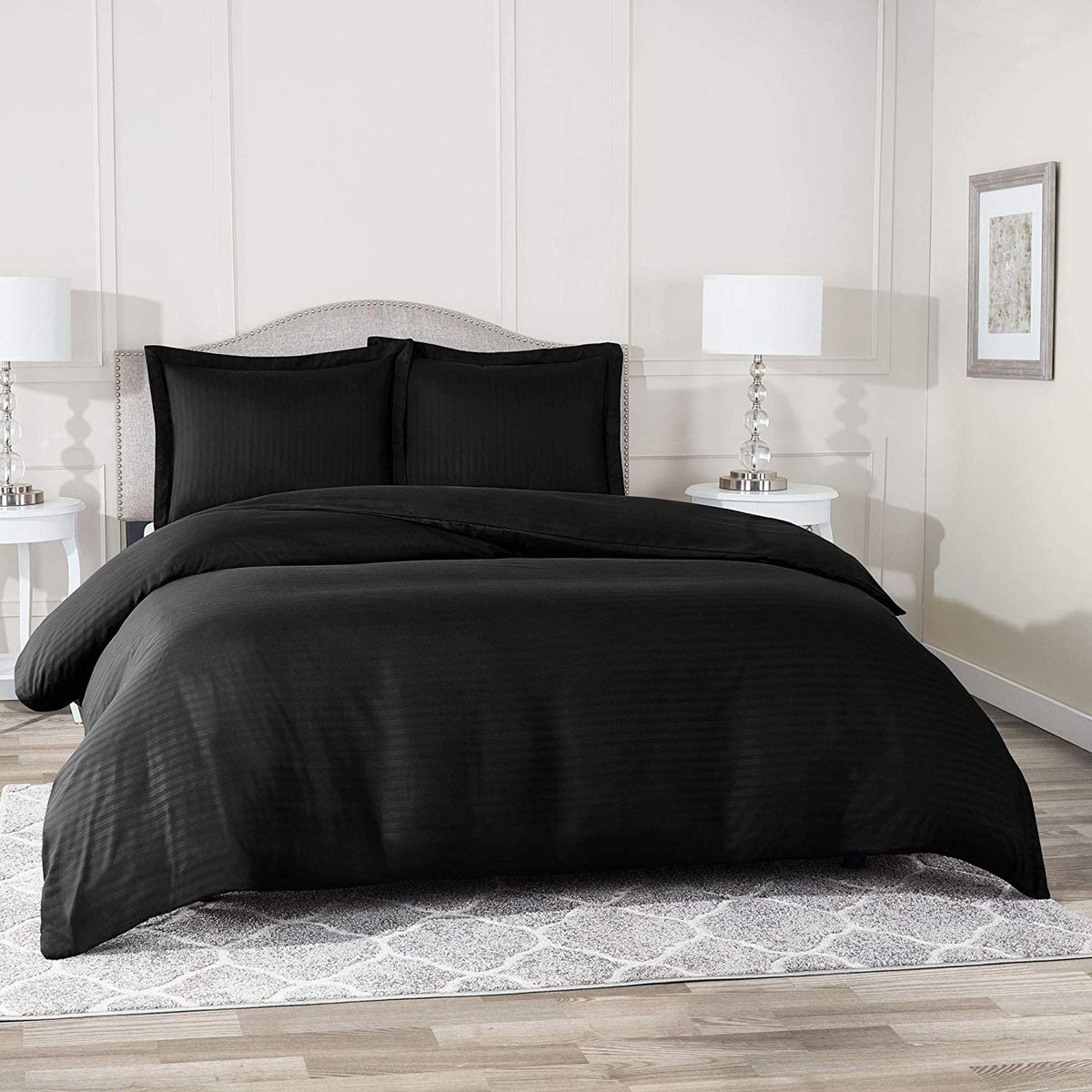 GENERICO - Duvet Cover Forro de Plumon Queen blanco sateen stripe.