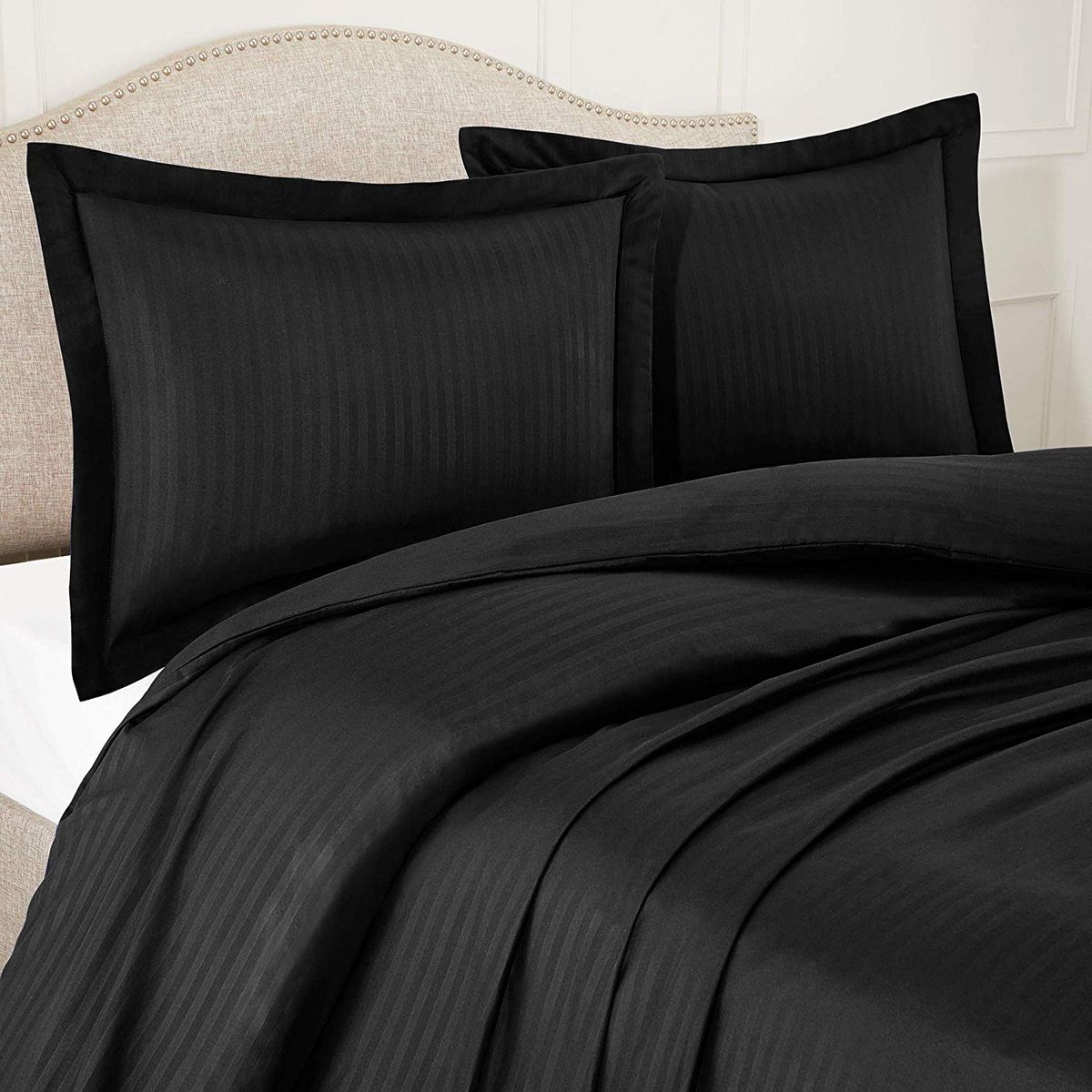 GENERICO - Duvet Cover Forro de Plumon Queen blanco sateen stripe.