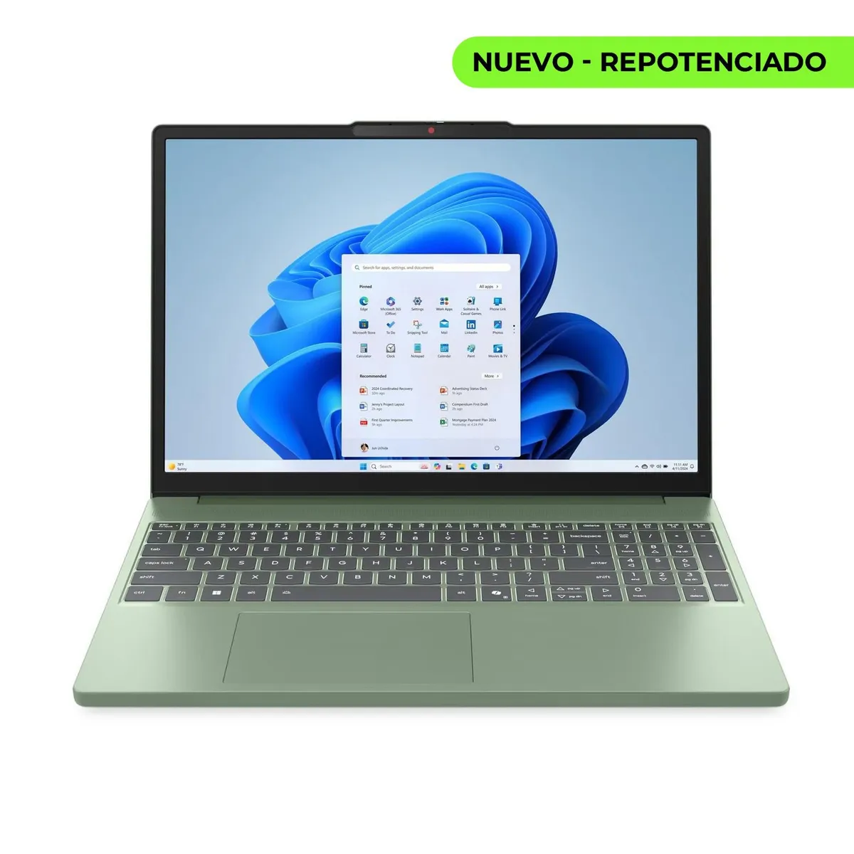 Lenovo - Portatil LENOVO IdeaPad Slim 3 15IRH10 Intel Core I5 13420H SSD 512GB DDR5 24GB 15.3  Seafoam Green
