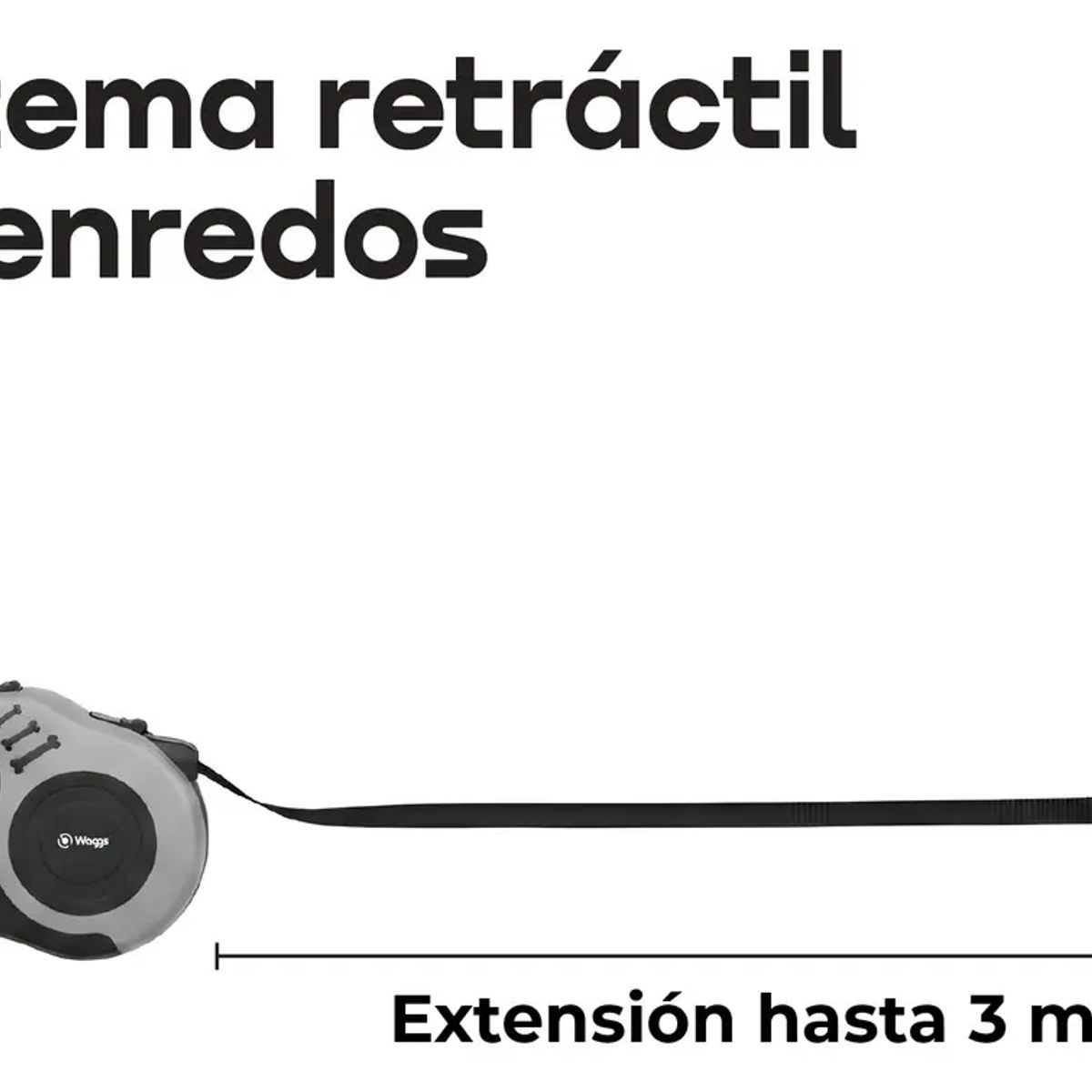 GENERICO - Correa 3 Metros Retractil Extensible Perro Waggs Ergonómica Mascotas Perro Gato
