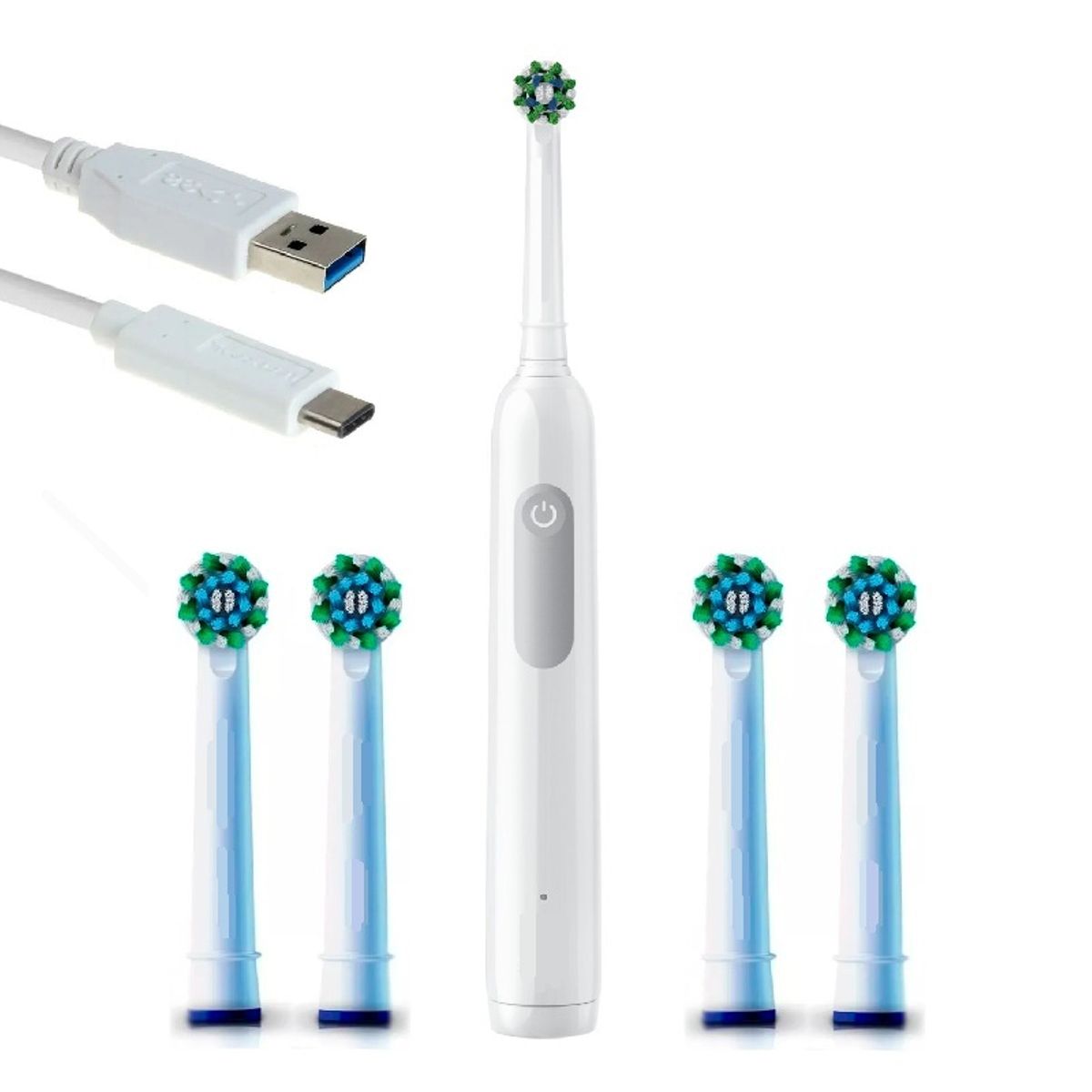 GENERICO - CEPILLO DE DIENTES RECARGABLE ELECTRICO DENTAL ULTRA SONICO 4 REPUESTOS 5 VELOCIDADES
