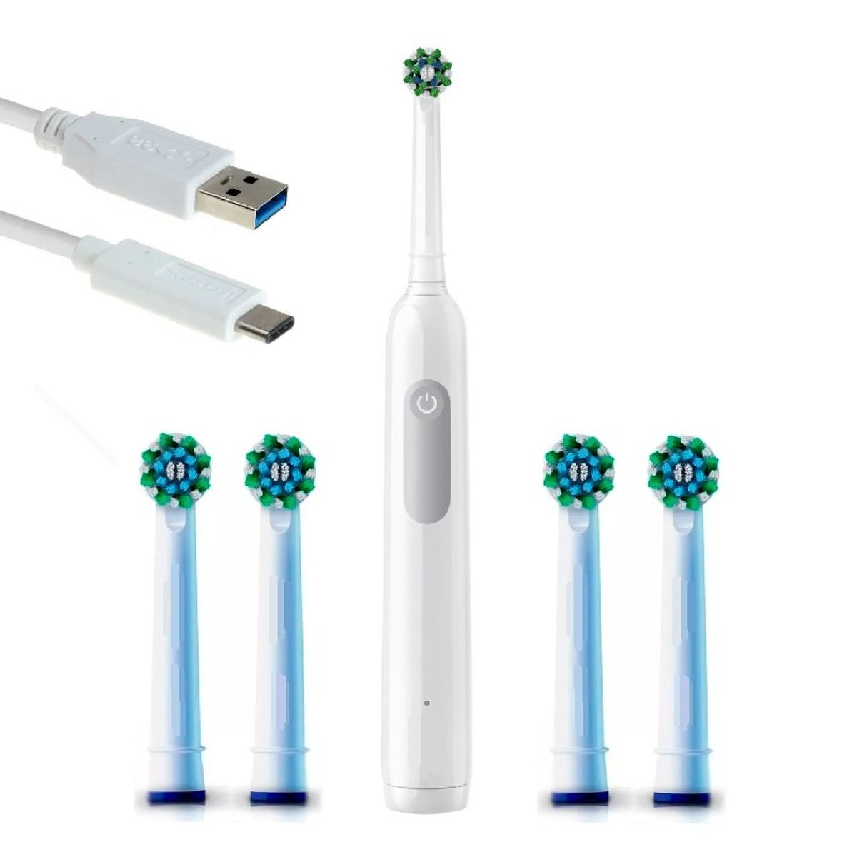GENERICO - CEPILLO DE DIENTES RECARGABLE ELECTRICO DENTAL ULTRA SONICO 4 REPUESTOS 5 VELOCIDADES