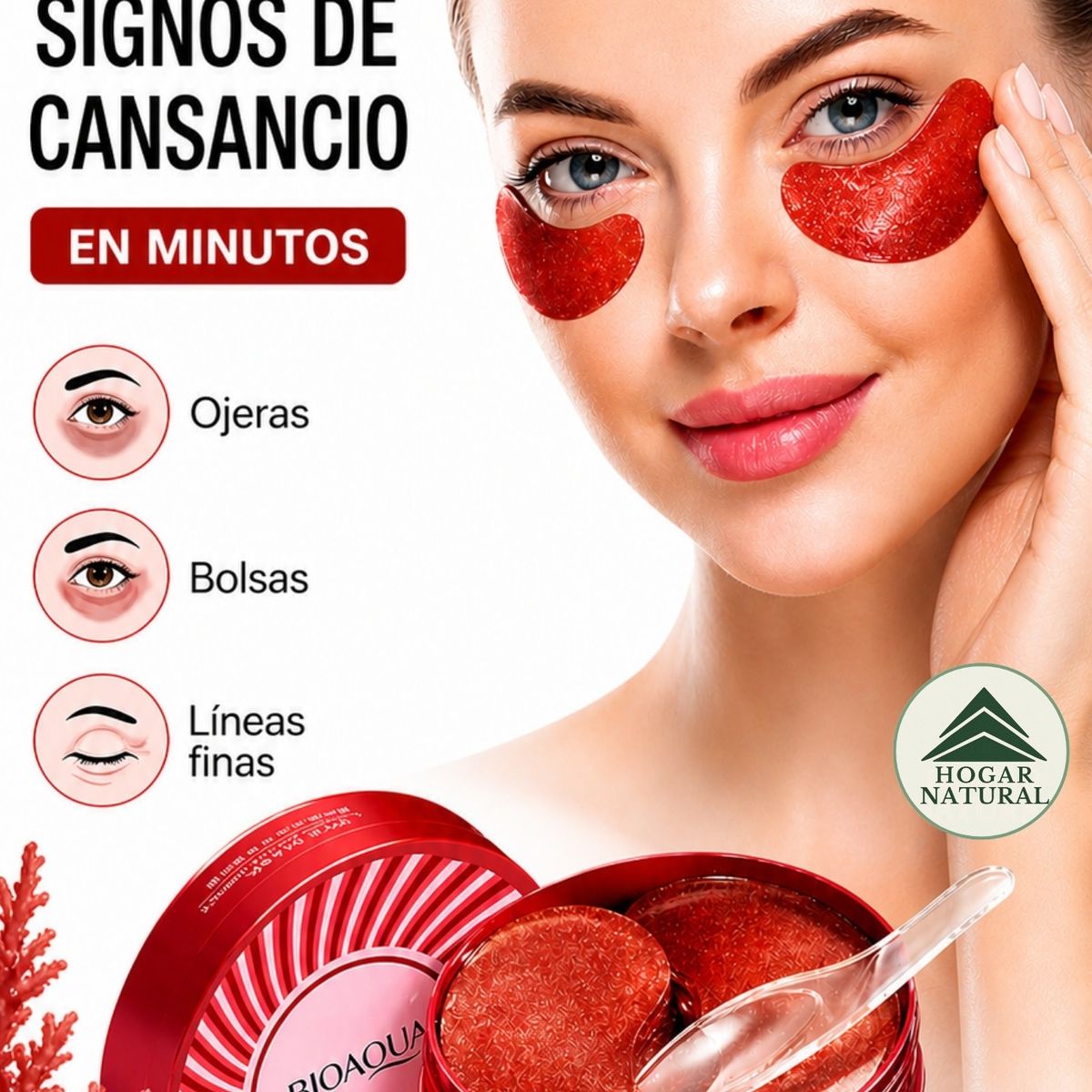 BIOAQUA - Mascarilla ojos Parches hidrogel Bioaqua algas rojas colágeno ácido hialurónico