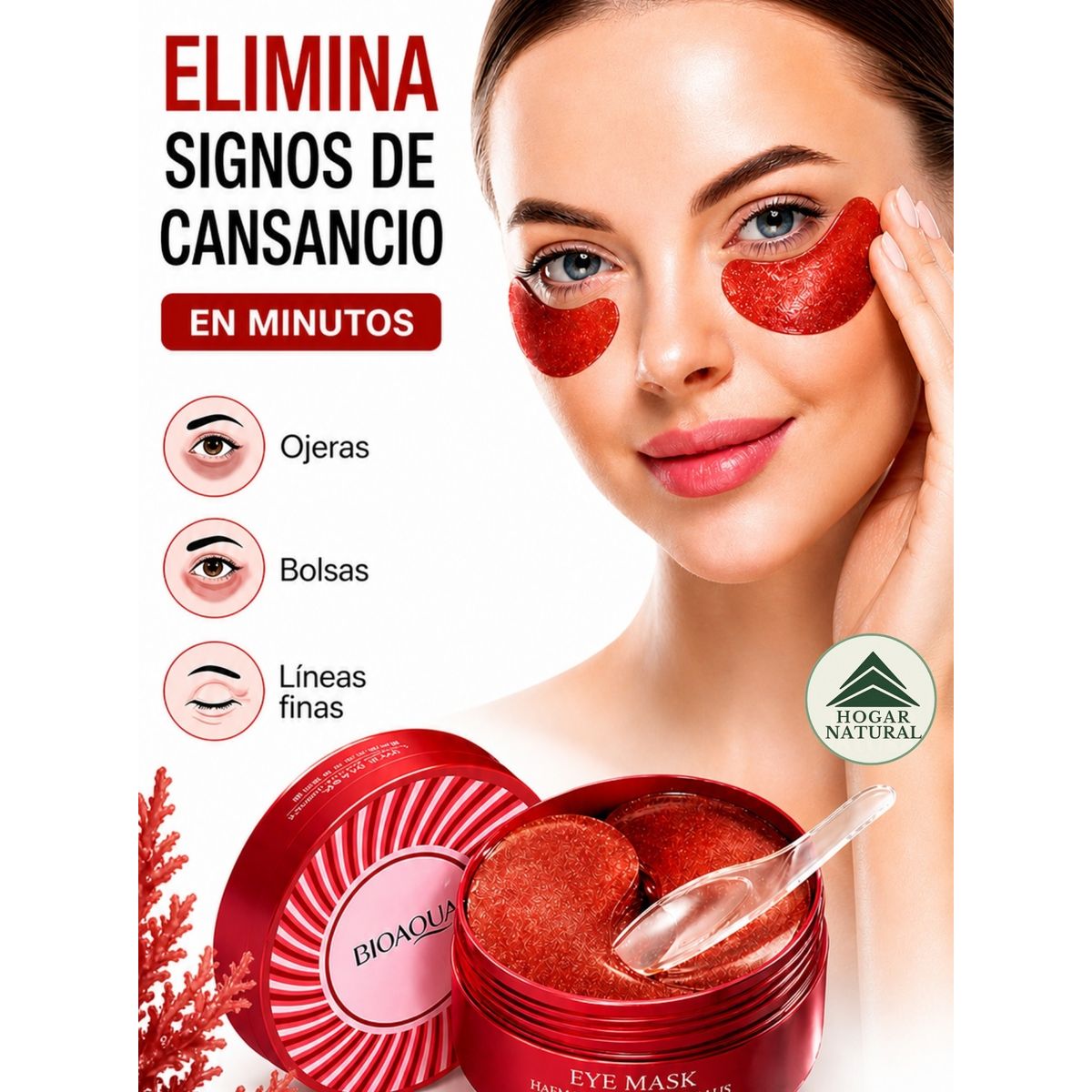 BIOAQUA - Mascarilla ojos Parches hidrogel Bioaqua algas rojas colágeno ácido hialurónico