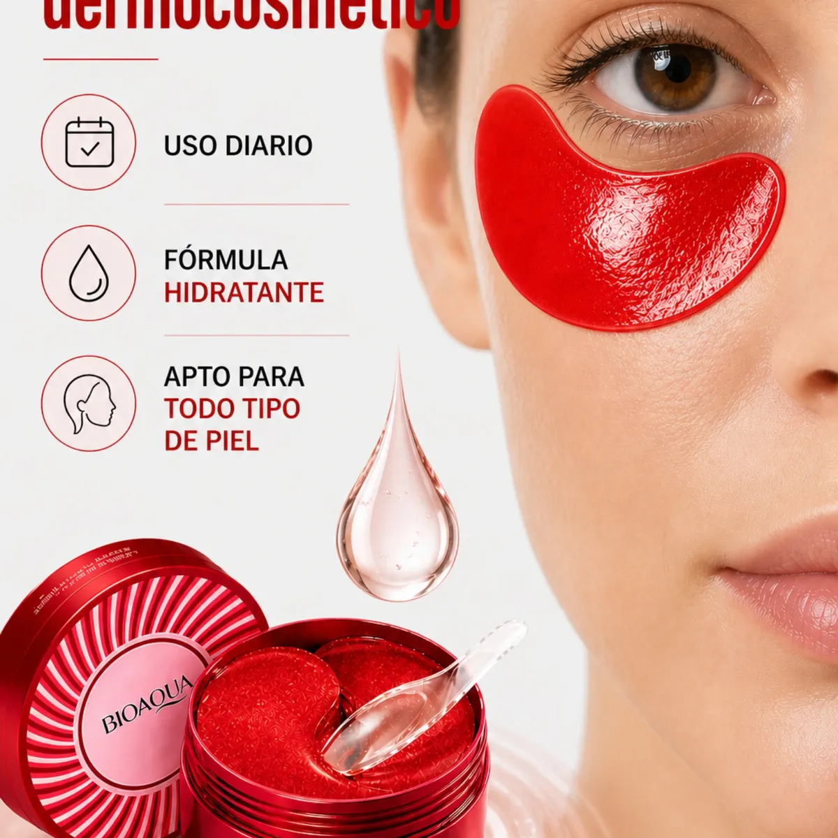 BIOAQUA - Mascarilla ojos Parches hidrogel Bioaqua algas rojas colágeno ácido hialurónico