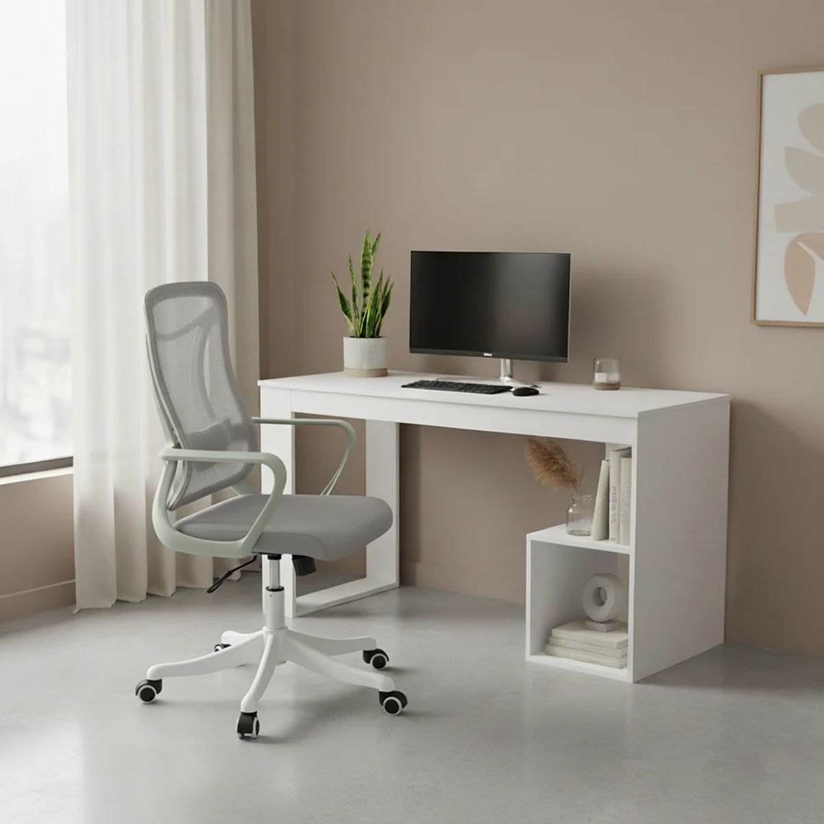 RTA DESIGN - Silla de Escritorio Crown, Gris, ergonómica con altura ajustable