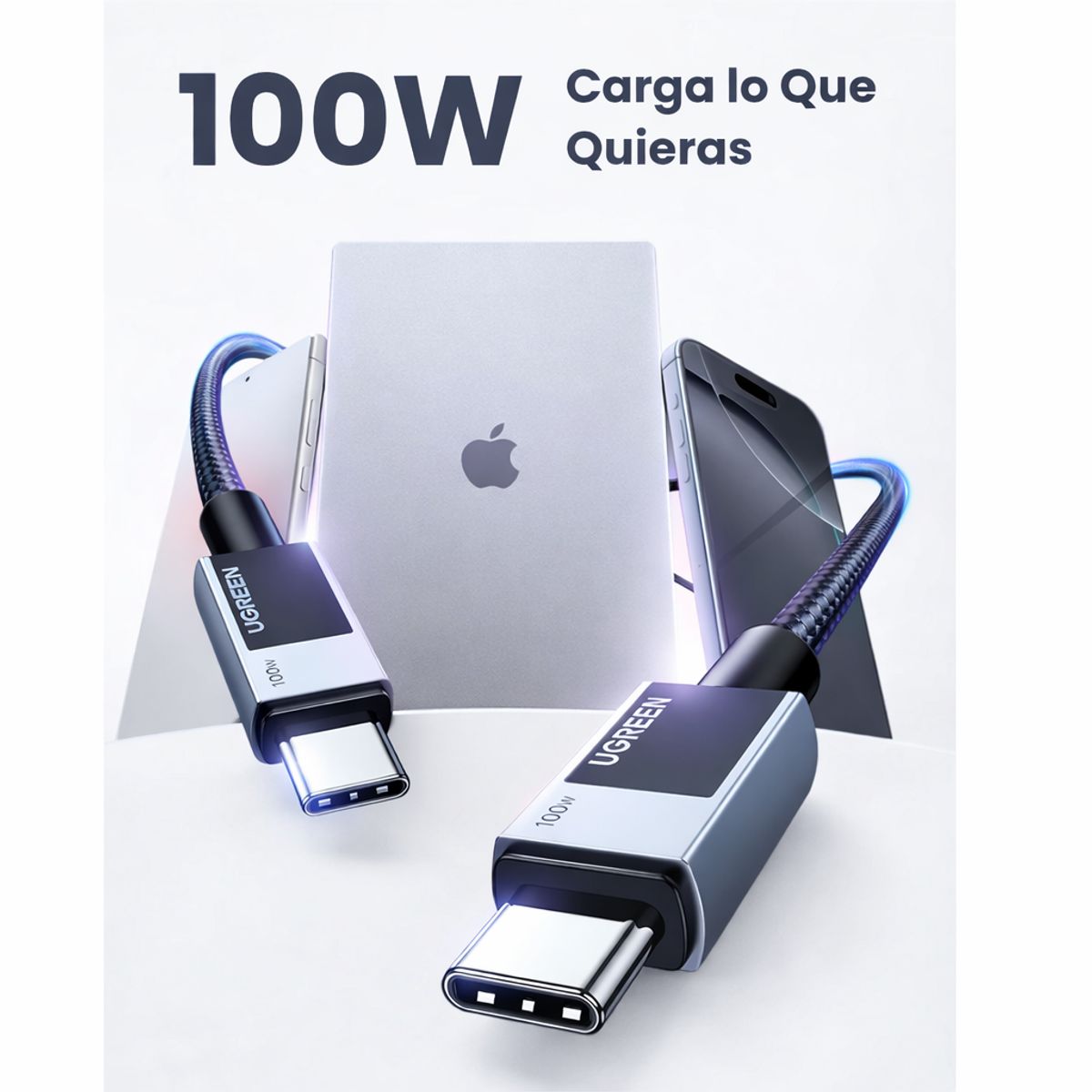 UGREEN - Cable  Carga Rápida  100W Tipo C a USB-C PD Trenzado Alta Resistencia 3 Metros