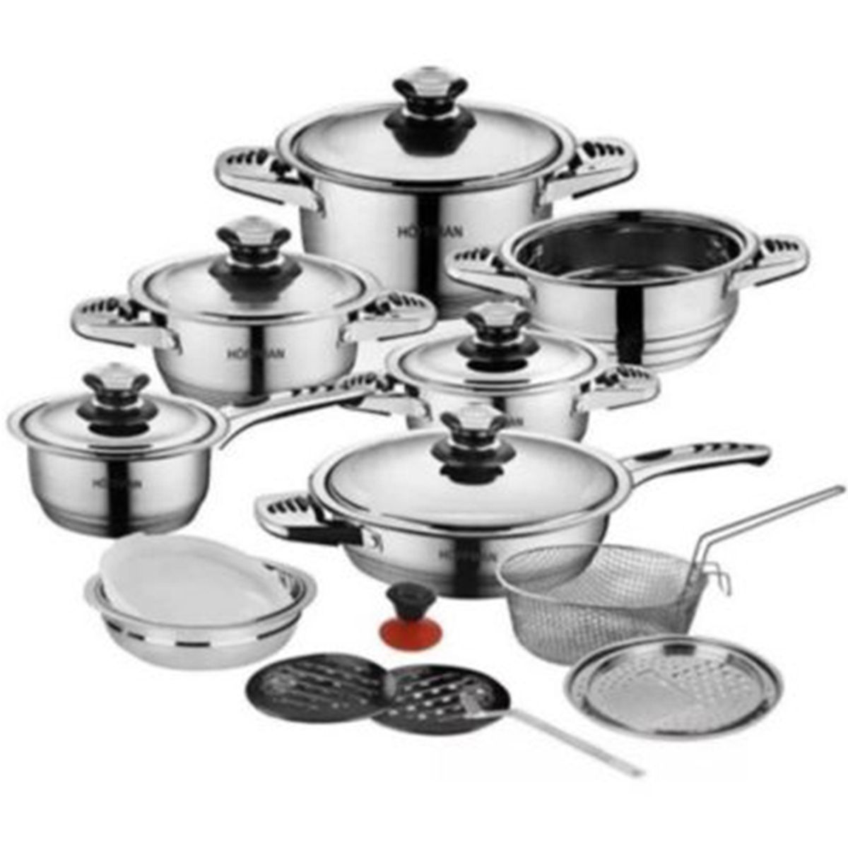 GENERICO - Set de Ollas 21 Piezas en Acero Quirúrgico Hoffman – Alta Calidad y Cocina Saludable