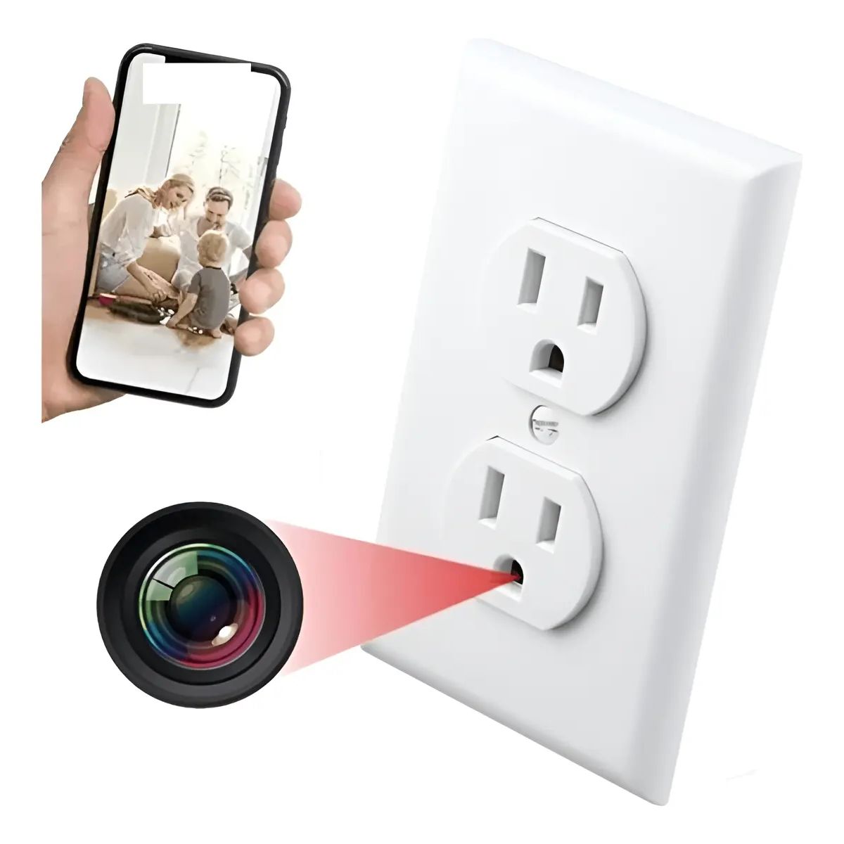 GENERICO - Cámara De Seguridad Espia Oculta Tipo Enchufe Wifi Pared App