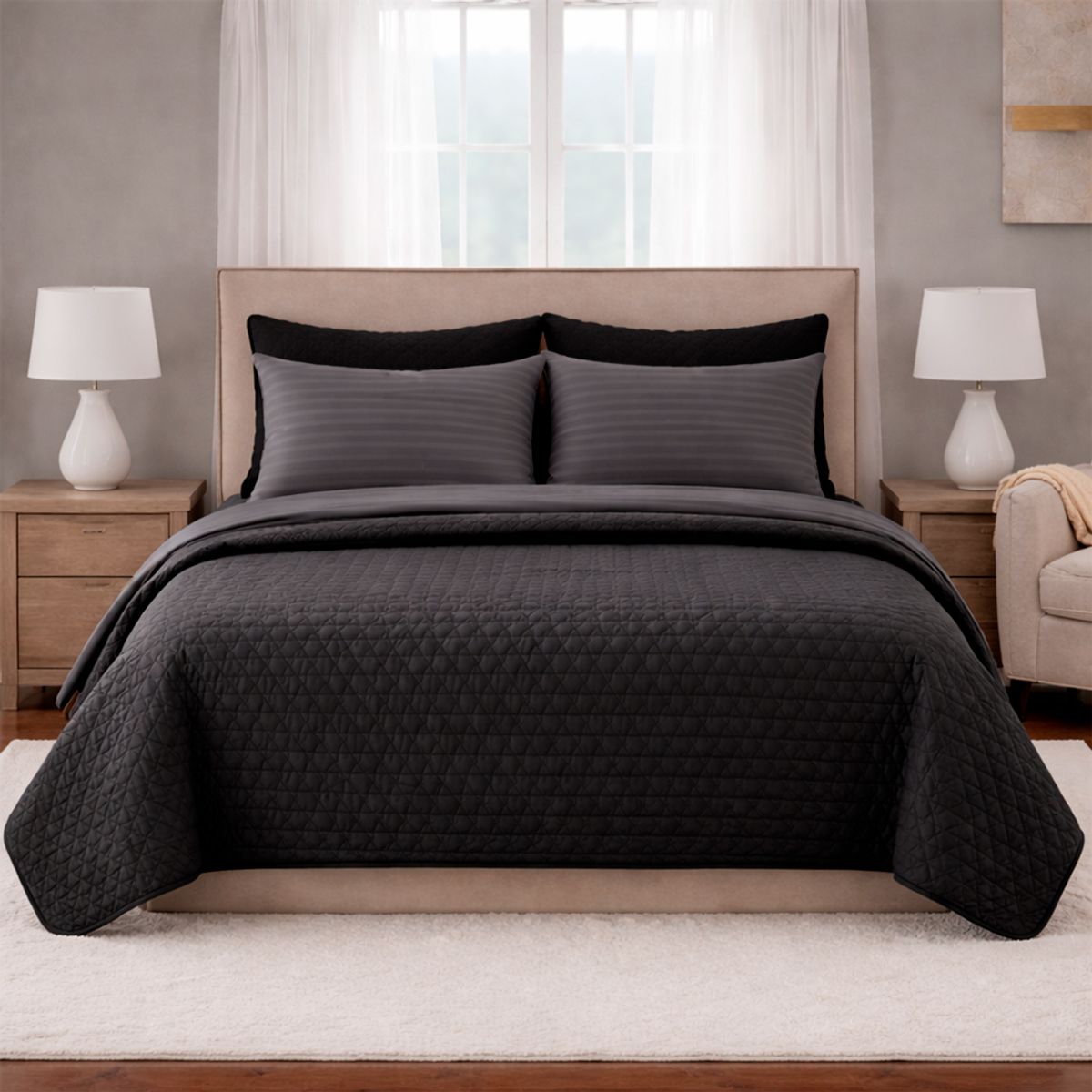 LILE - Combo Fresh Ropa De Cama Microfibra Juego De Sábanas + Colcha Suave