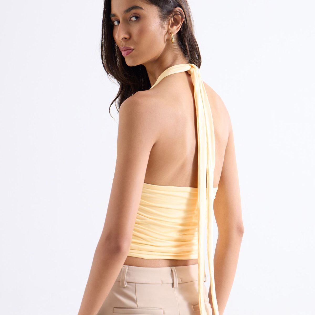 SEVEN SEVEN - Top Halter Con Drapeado Fruncido  Para Mujer Blanco Seven Seven