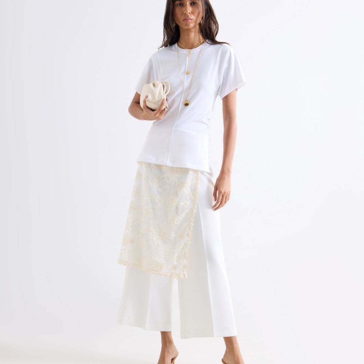 SEVEN SEVEN - Pantalón Culotte Con Pinzas  Para Mujer Blanco Seven Seven