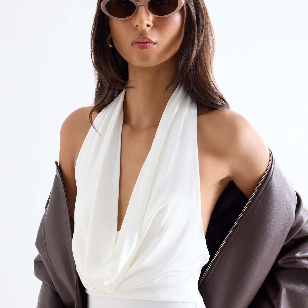 SEVEN SEVEN - Body Drapeado Con Escote  Para Mujer Blanco Seven Seven