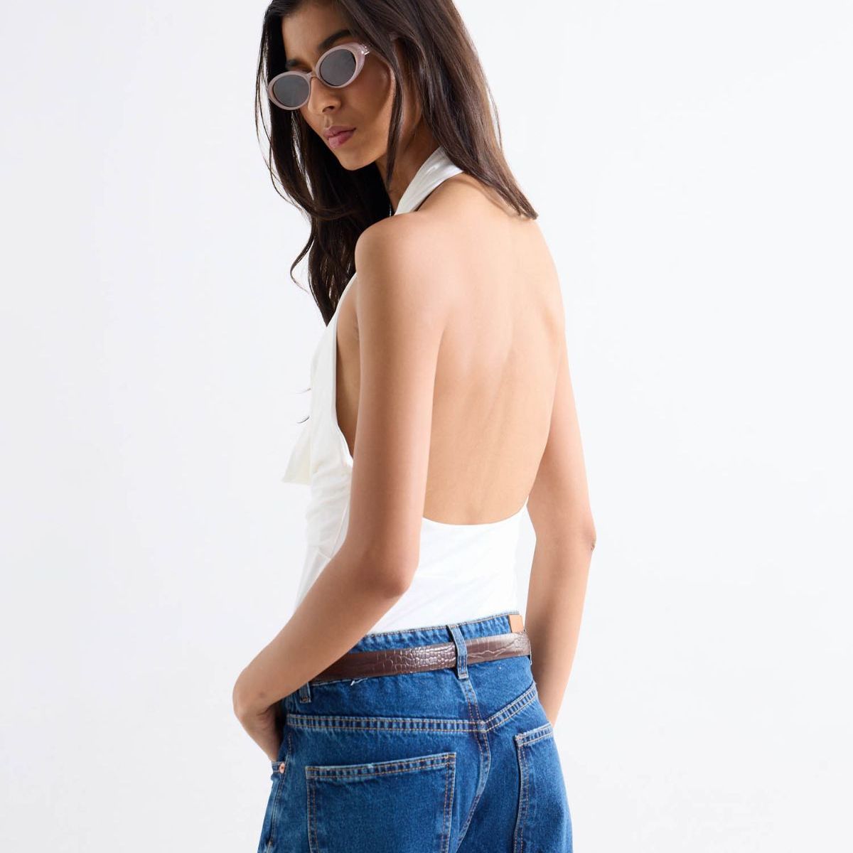 SEVEN SEVEN - Body Drapeado Con Escote  Para Mujer Blanco Seven Seven