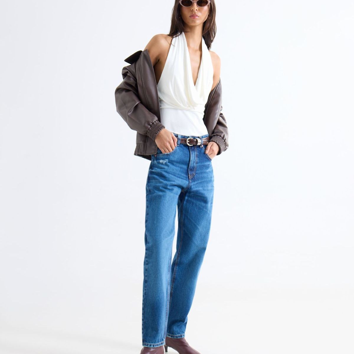 SEVEN SEVEN - Jean Mom Con Desgastes  Para Mujer Azul Seven Seven