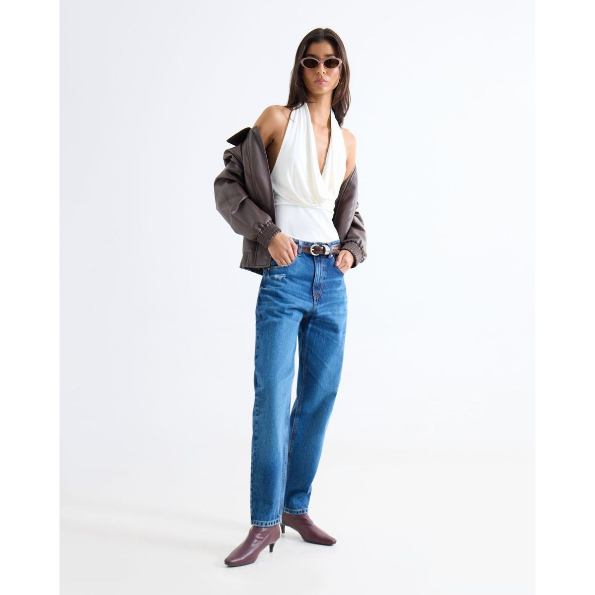 SEVEN SEVEN - Jean Mom Con Desgastes  Para Mujer Azul Seven Seven