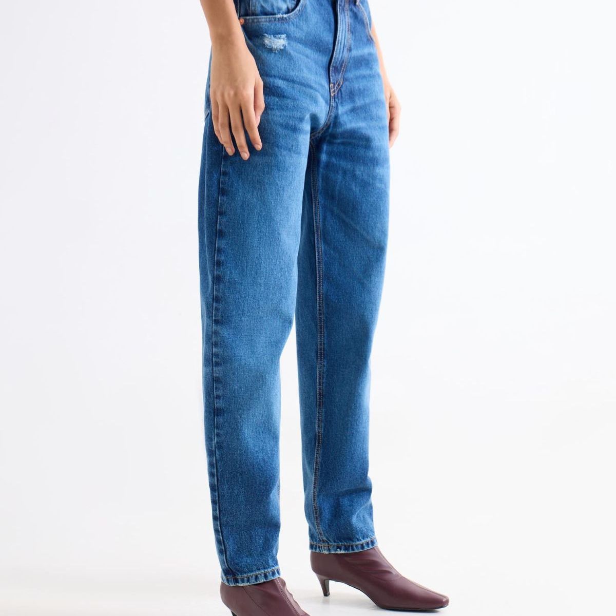 SEVEN SEVEN - Jean Mom Con Desgastes  Para Mujer Azul Seven Seven