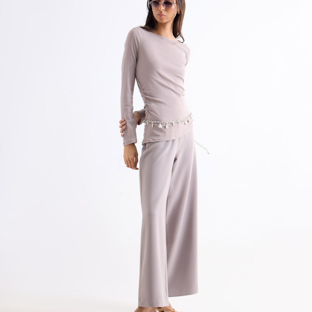SEVEN SEVEN - Pantalón Wide Leg Tiro Alto  Para Mujer Marfil Seven Seven