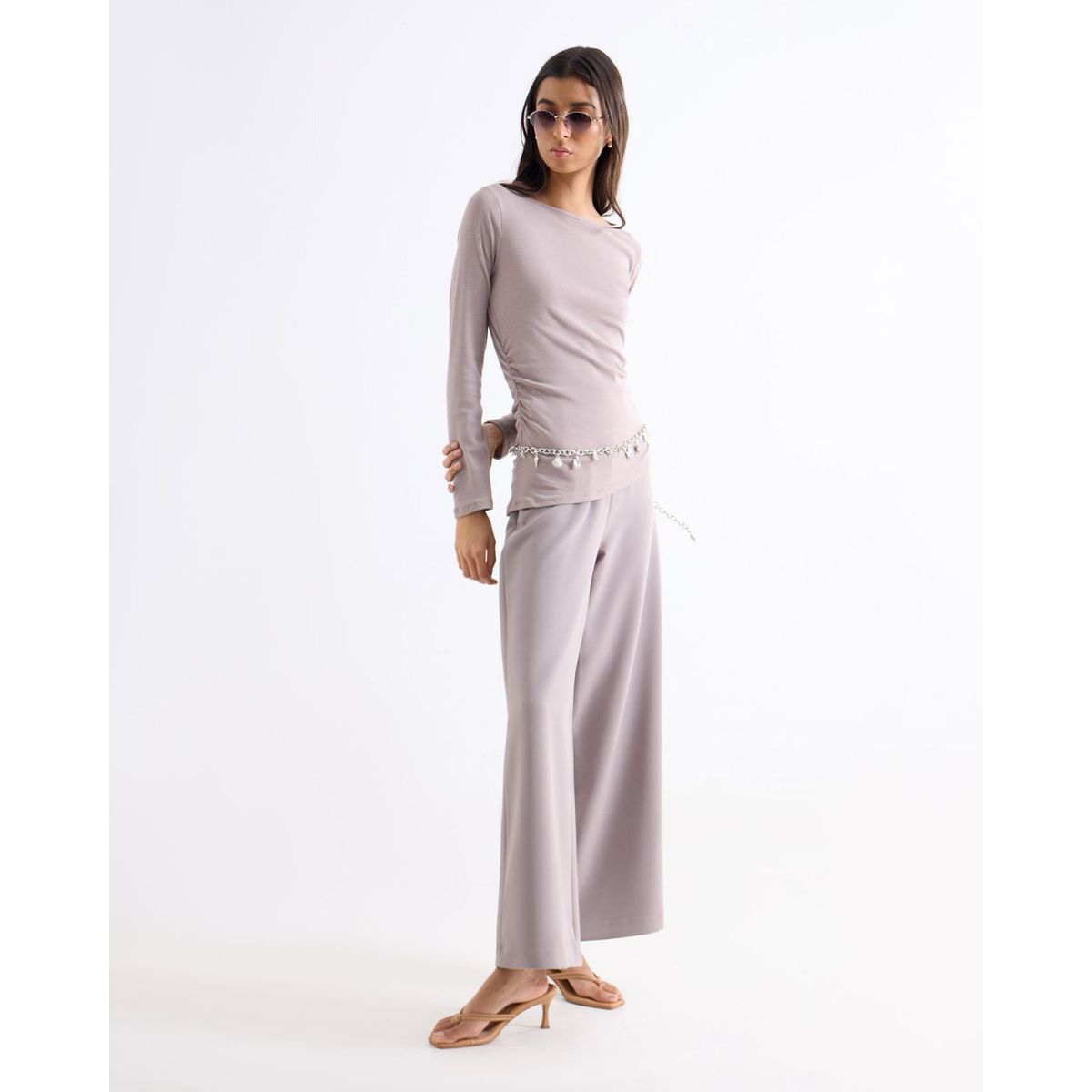 SEVEN SEVEN - Pantalón Wide Leg Tiro Alto  Para Mujer Marfil Seven Seven