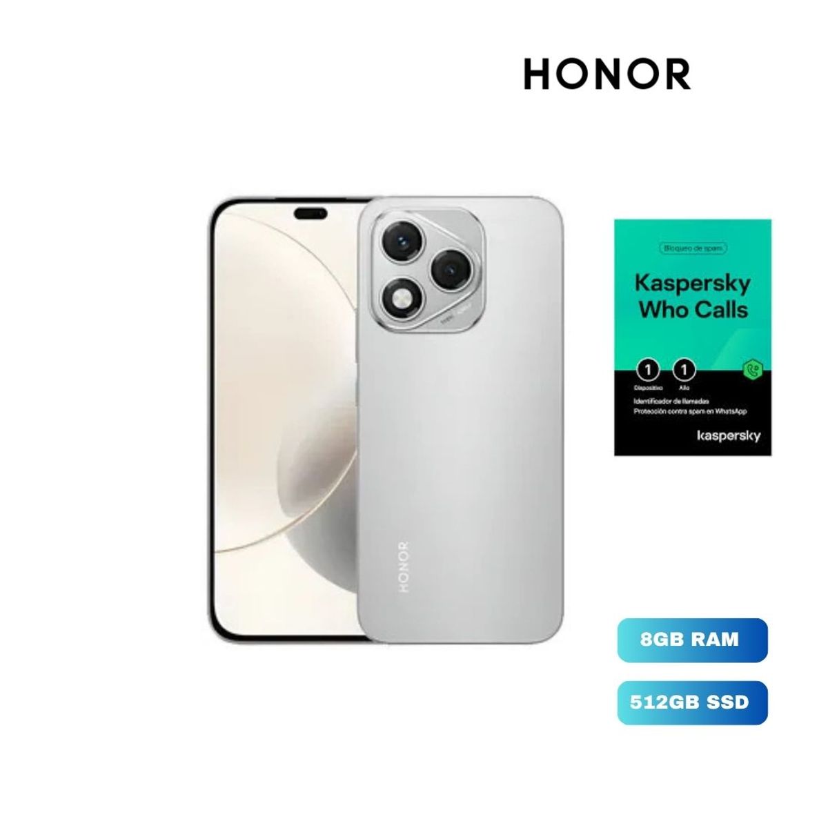 HONOR - CELULAR HONOR X8D 8GB RAM – 512GB  PLATA + LICENCIA KASPERSKY WHO CALLS
