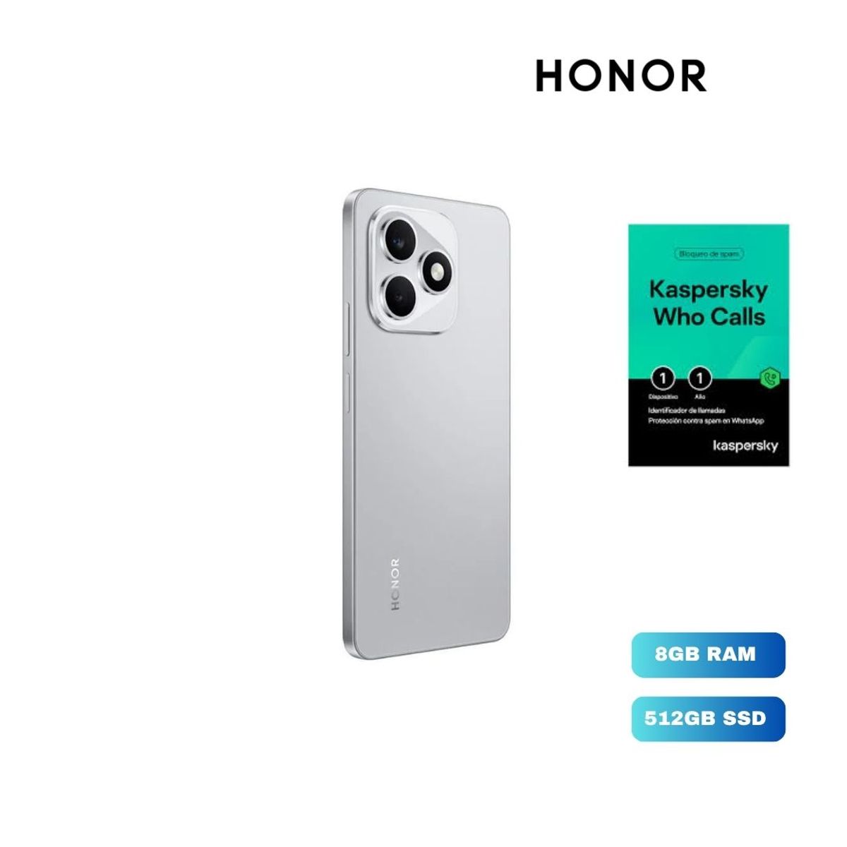 HONOR - CELULAR HONOR X8D 8GB RAM – 512GB  PLATA + LICENCIA KASPERSKY WHO CALLS
