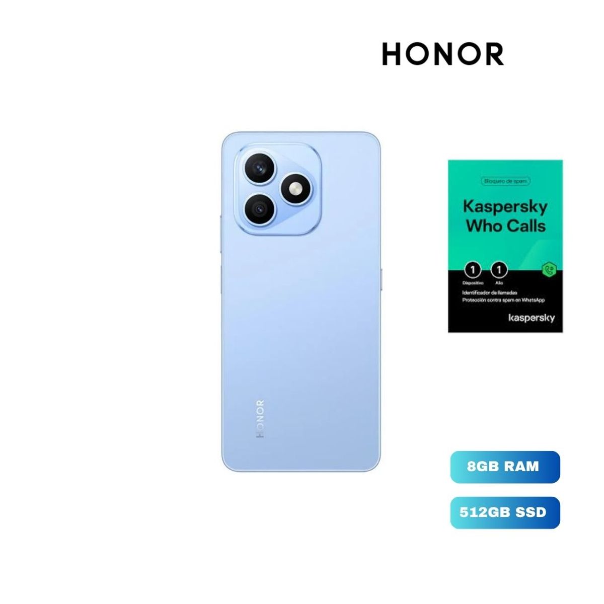 HONOR - CELULAR HONOR X8D 8GB RAM – 512GB  AZUL + LICENCIA KASPERSKY WHO CALLS