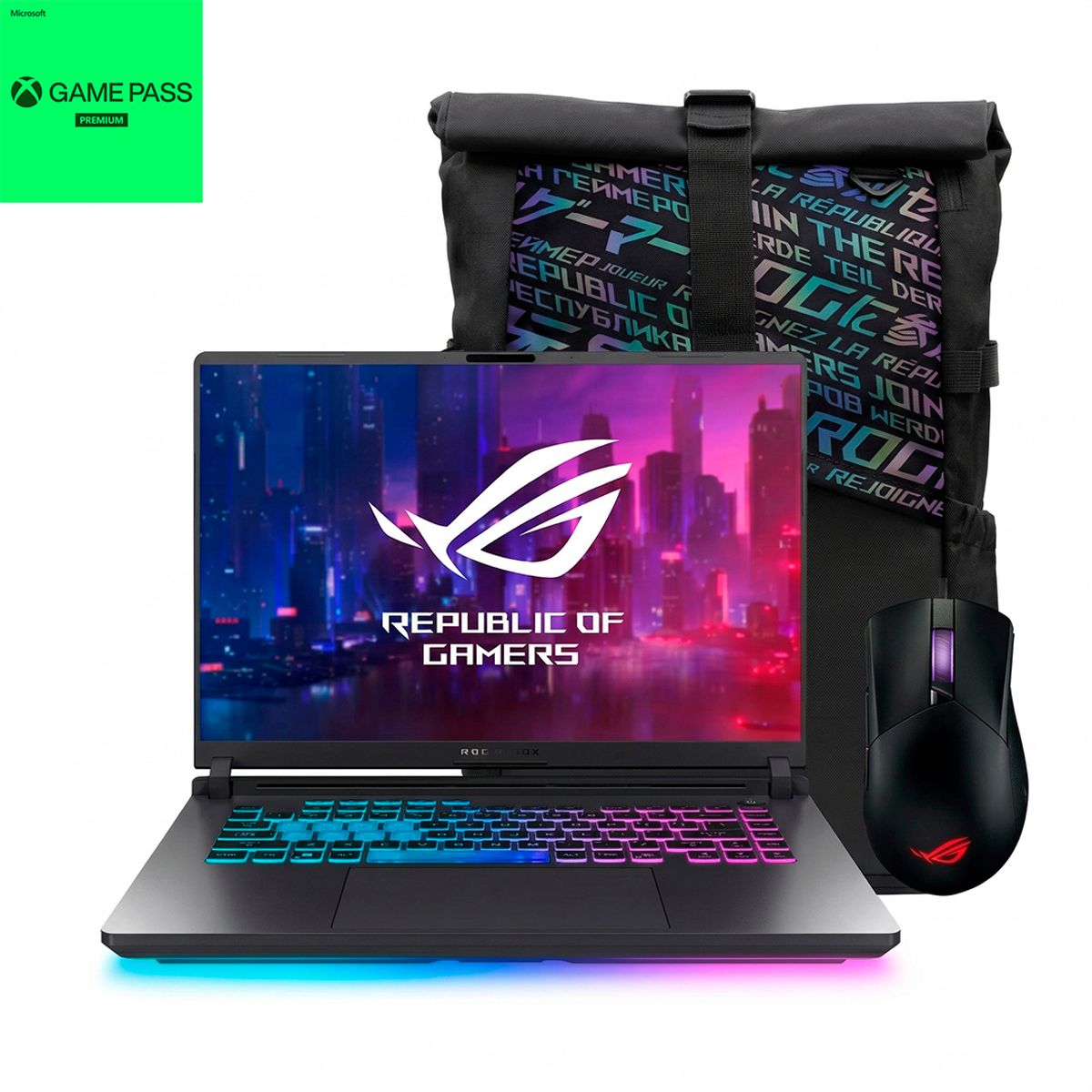 ASUS - PORTATIL ASUS ROG STRIX G16 INTEL ULTRA 9 RAM 32GB SSD 1TB RTX 5080 + COMBO ROG + GAME PASS