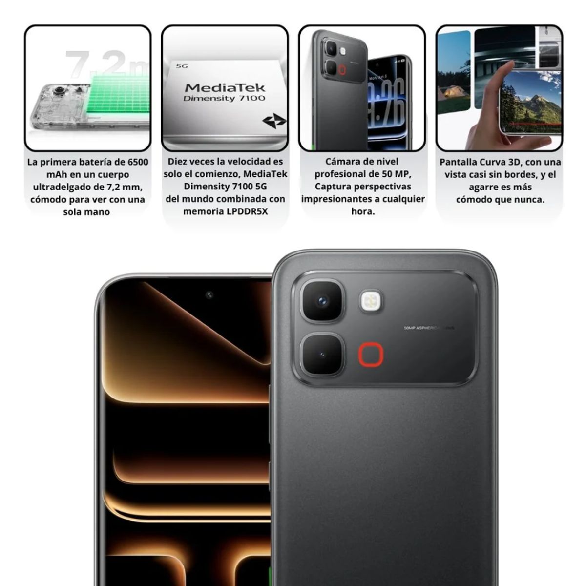 INFINIX - Celular Infinix Note Edge 5G 256GB 8+8RAM Gris