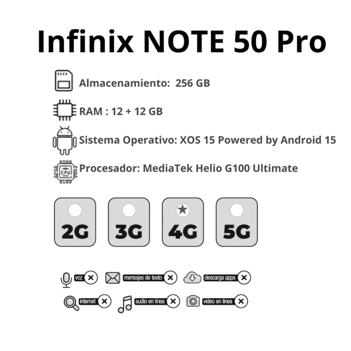 INFINIX - Celular Infinix Note 50 Pro 8GB RAM 256 GB Titanio