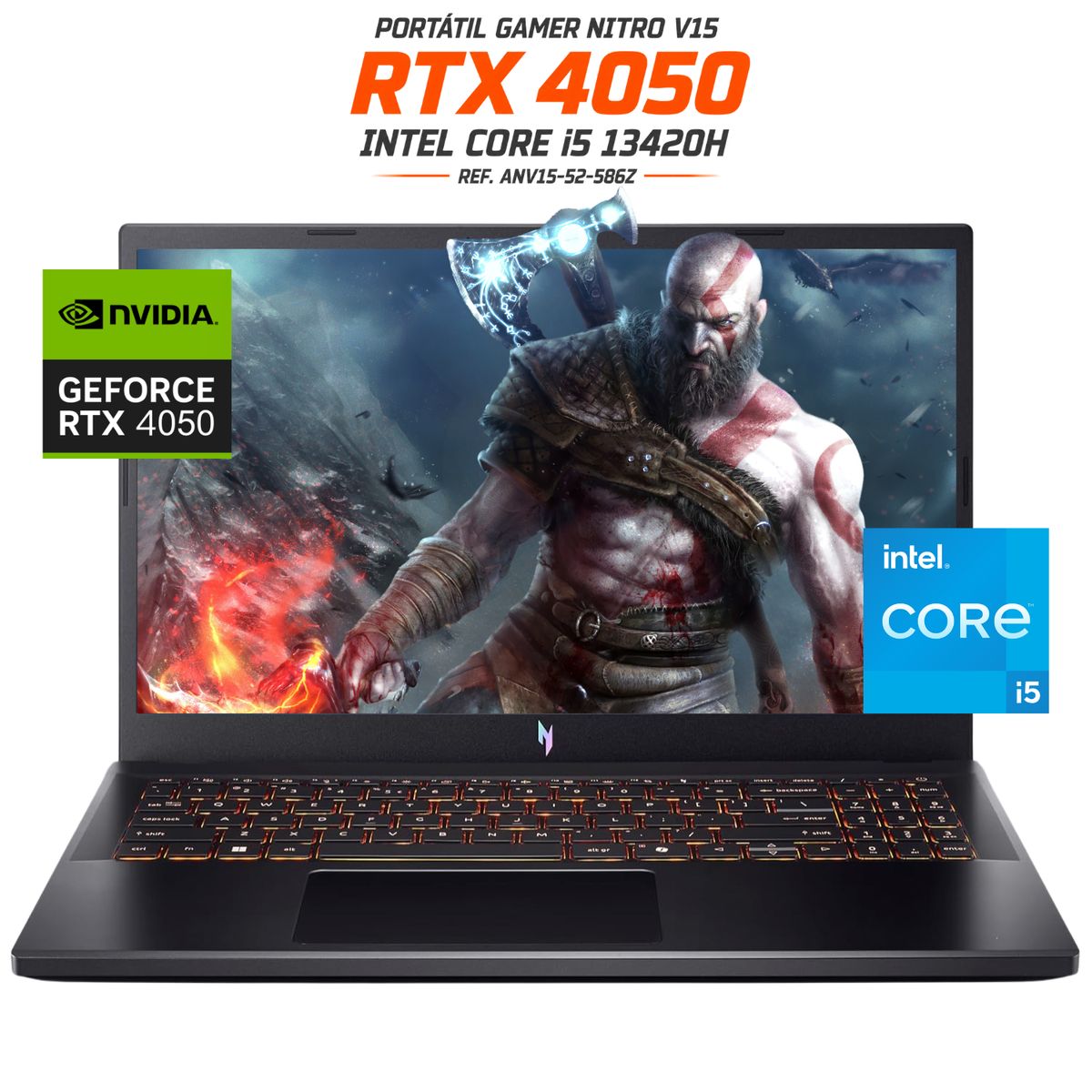 ACER - PORTATIL GAMER ACER NITRO V15 - CORE I5 13420H - RTX 4050 6GB - 32GB RAM - SSD 512GB -15,6 FHD 165HZ